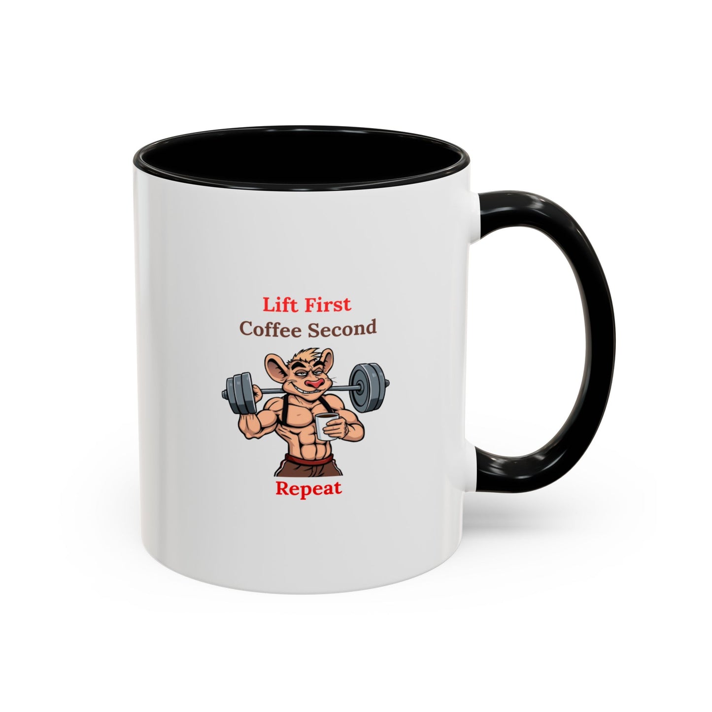 Lift First Coffee Second Mug - Fun Gym Motivational Coffee Cup for Fitness Lovers, Workout Gifts, Home Office Drinkware, Weightlifting Humor