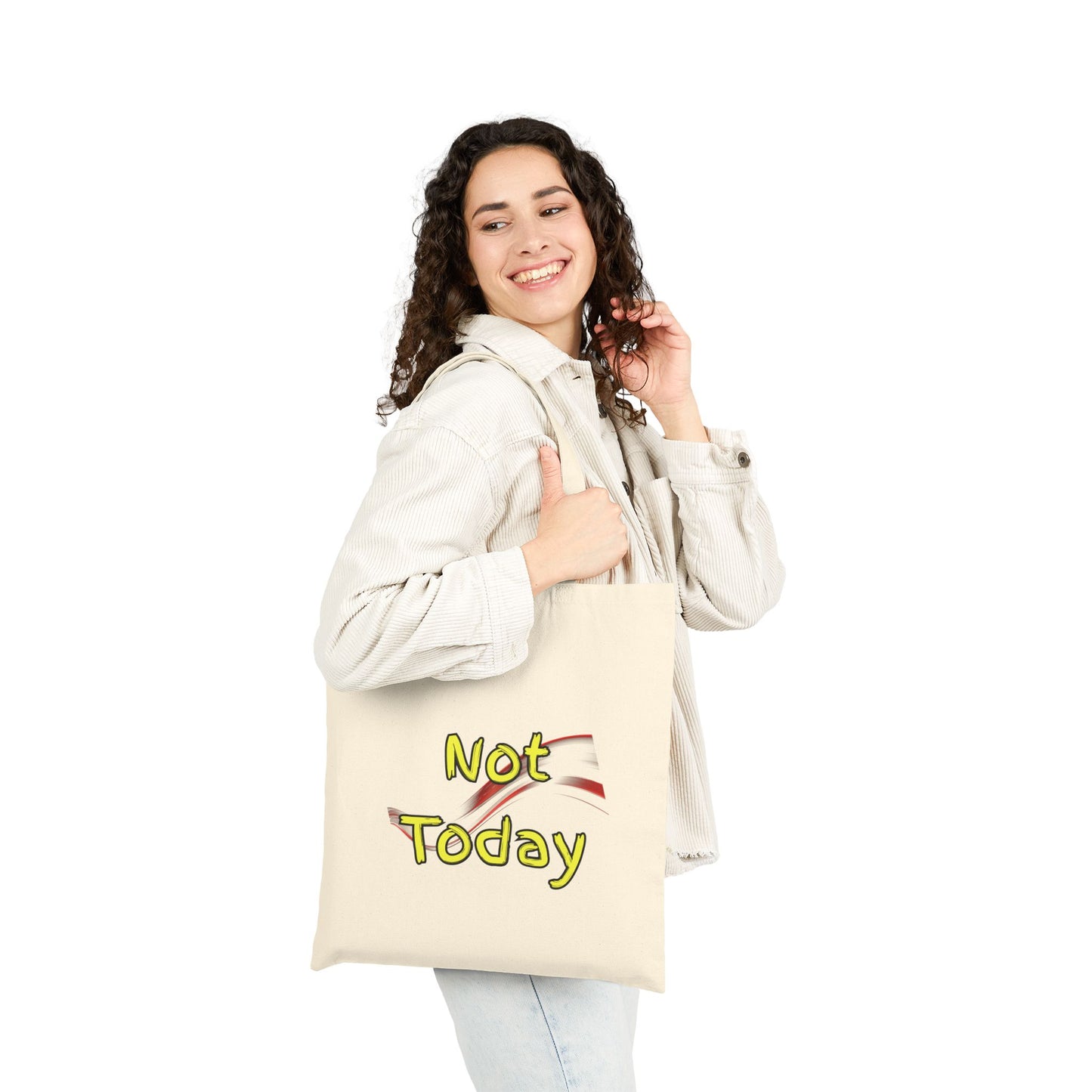 Not Today Cotton Canvas Tote Bag | Funny Grocery Bag, Eco-Friendly Shopper, Gift for Her, Casual Everyday Use, Reusable Tote