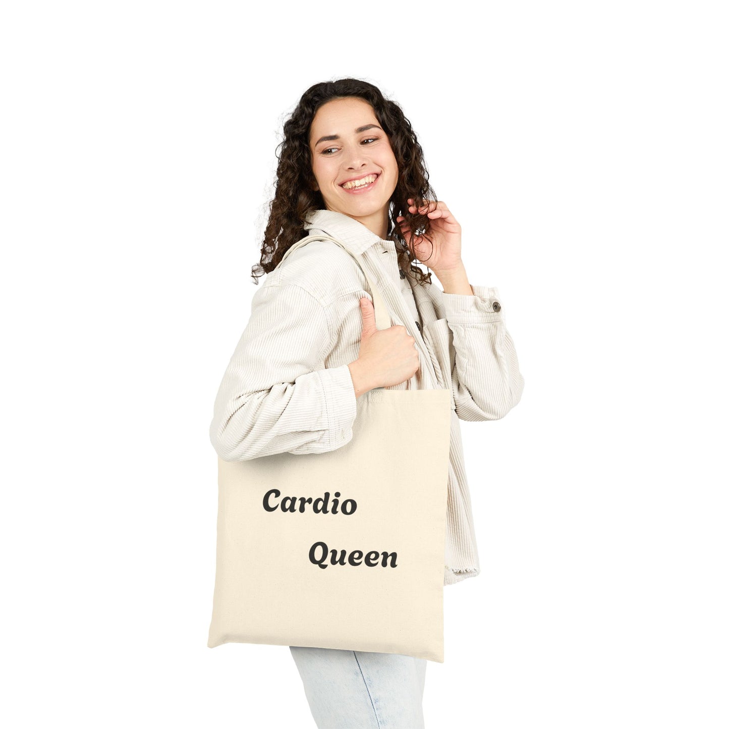 Cardio Queen Cotton Canvas Tote Bag | Eco-friendly Shopping Bag, Workout Bag, Gym Tote, Gift for Fitness Lovers, Trendy Reusable Bag
