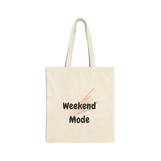 Weekend Mode Cotton Canvas Tote Bag, Eco-Friendly Tote, Shopping Bag, Reusable Grocery Tote, Gift for Friends, Beach Bag