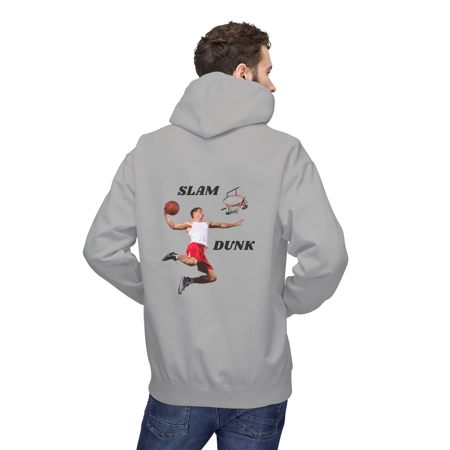 "Slam Dunk" Hoodie for Basketball Lovers, Unisex Athletic Wear, Casual Gift for Sports Fans, Cozy Fleece Pullover, Perfect for Game Days