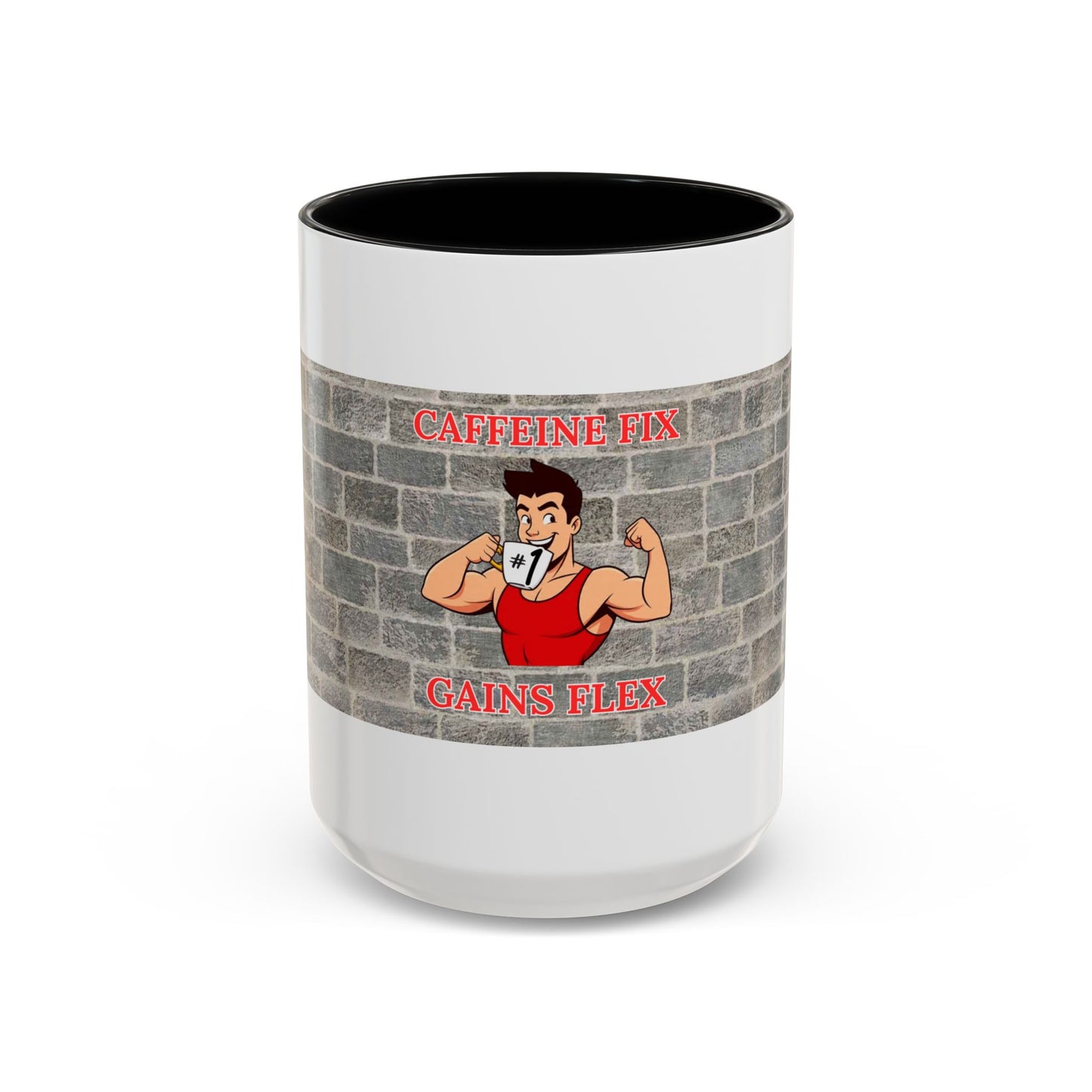 Caffeine Fix Gains Flex Coffee Mug - Fitness Mug, Gym Gift, Motivational Drinkware, Bodybuilding Accessory, Workout Coffee Cup