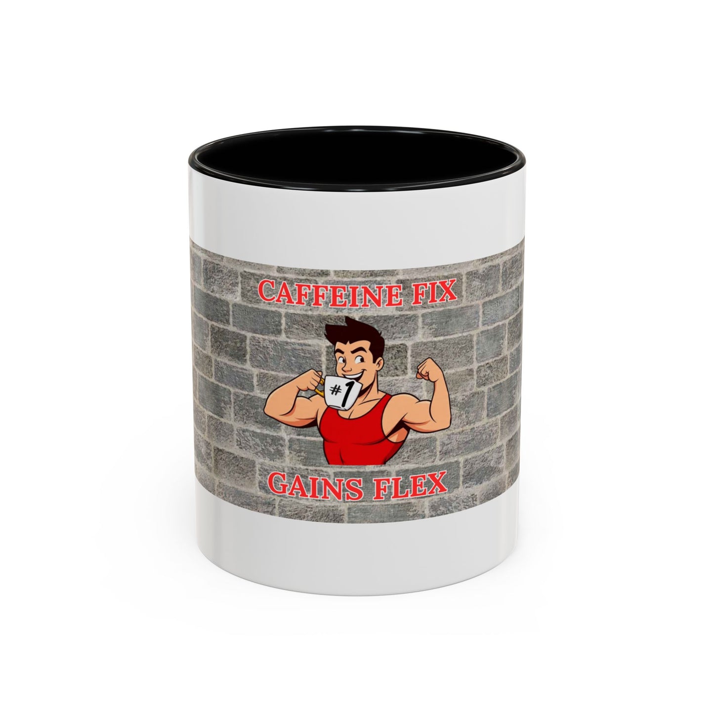 Caffeine Fix Gains Flex Coffee Mug - Fitness Mug, Gym Gift, Motivational Drinkware, Bodybuilding Accessory, Workout Coffee Cup