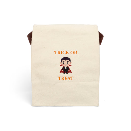 Tote Bag, Trick or Treat Dracula - Vampire Halloween Candy & Treat Reusable Bag, Canvas Lunch Bag With Strap, Halloween Tote, Spooky Trick