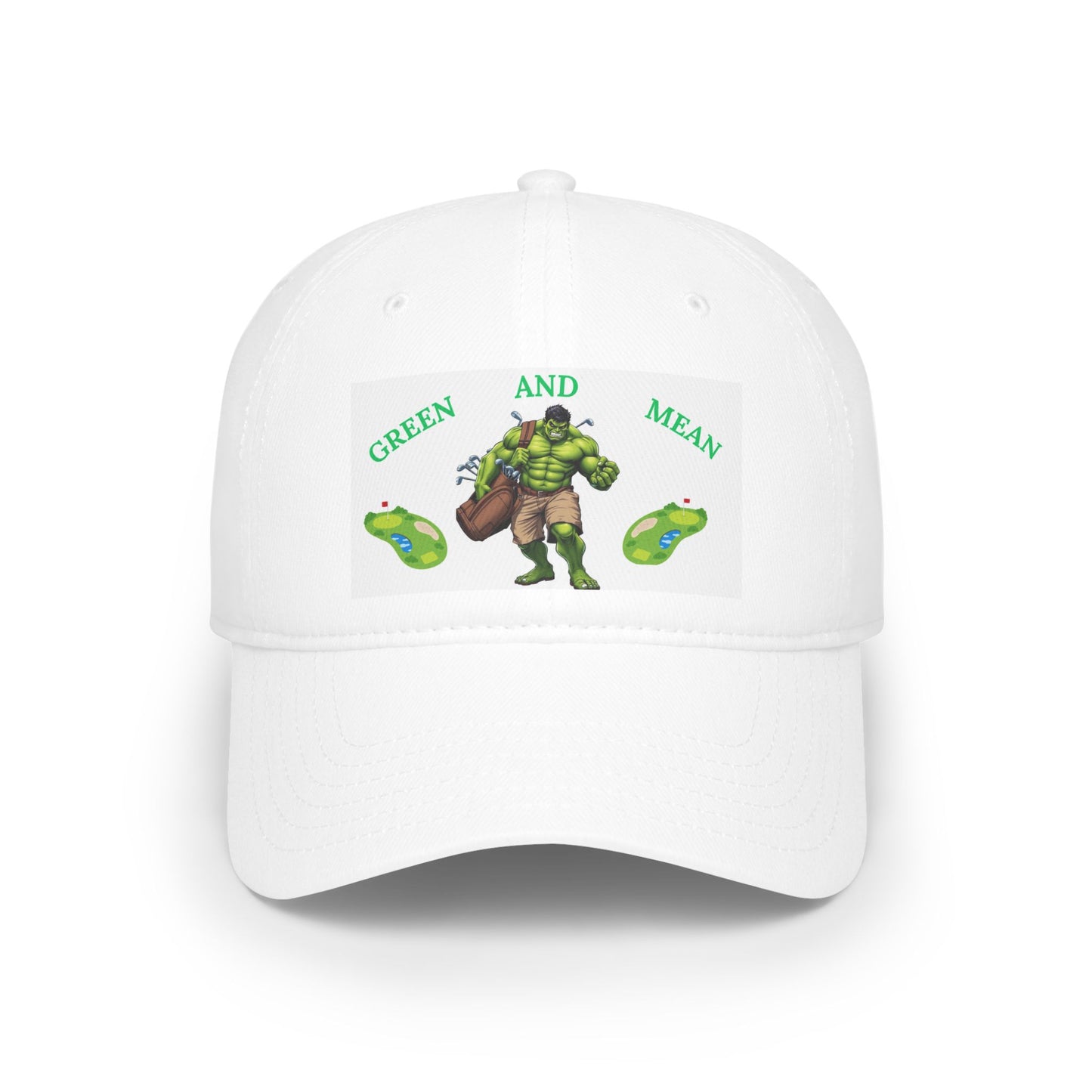 Green and Mean Low Profile Baseball Cap, Cool Hat for Sport Fans, Casual Wear, Gift for Dad, Outdoor Accessories
