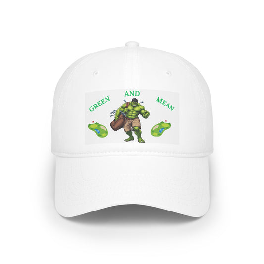 Green and Mean Low Profile Baseball Cap, Cool Hat for Sport Fans, Casual Wear, Gift for Dad, Outdoor Accessories