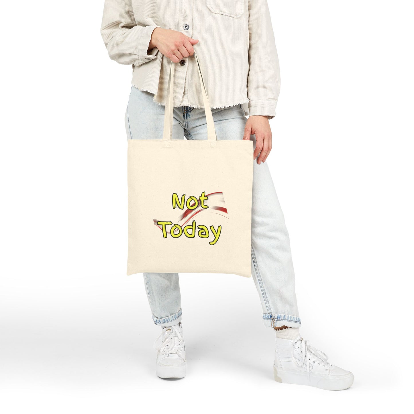 Not Today Cotton Canvas Tote Bag | Funny Grocery Bag, Eco-Friendly Shopper, Gift for Her, Casual Everyday Use, Reusable Tote