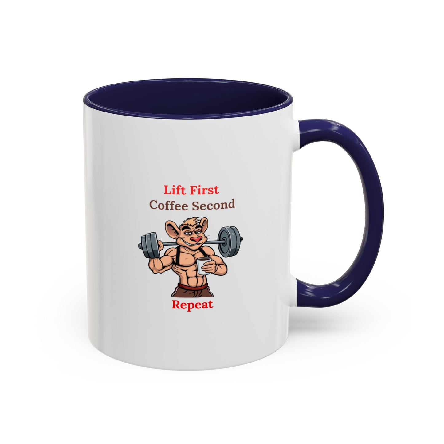 Lift First Coffee Second Mug - Fun Gym Motivational Coffee Cup for Fitness Lovers, Workout Gifts, Home Office Drinkware, Weightlifting Humor