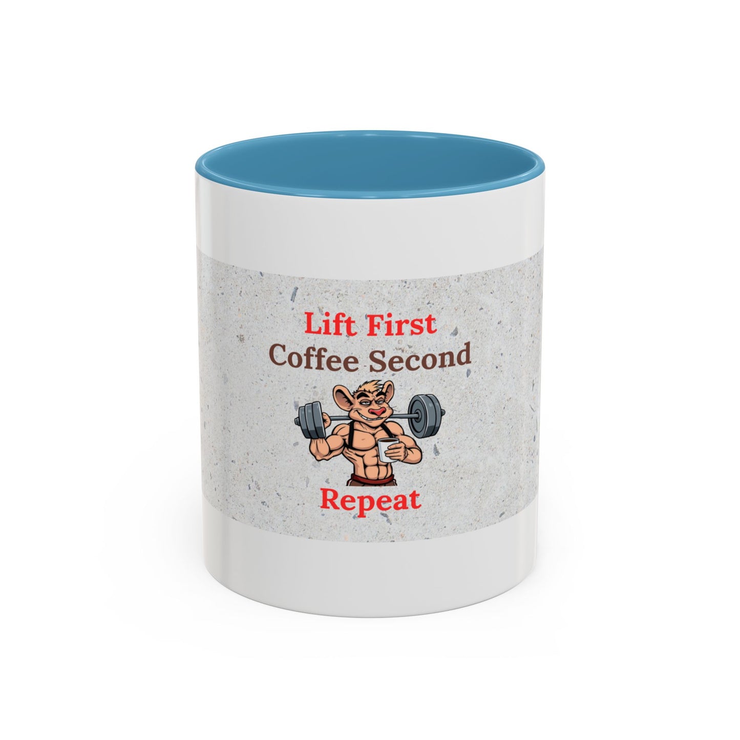 Fitness Motivation Coffee Mug, Gym Lover Gift, Lift First Repeat, Workout Humor Mug, Weightlifting Coffee Cup