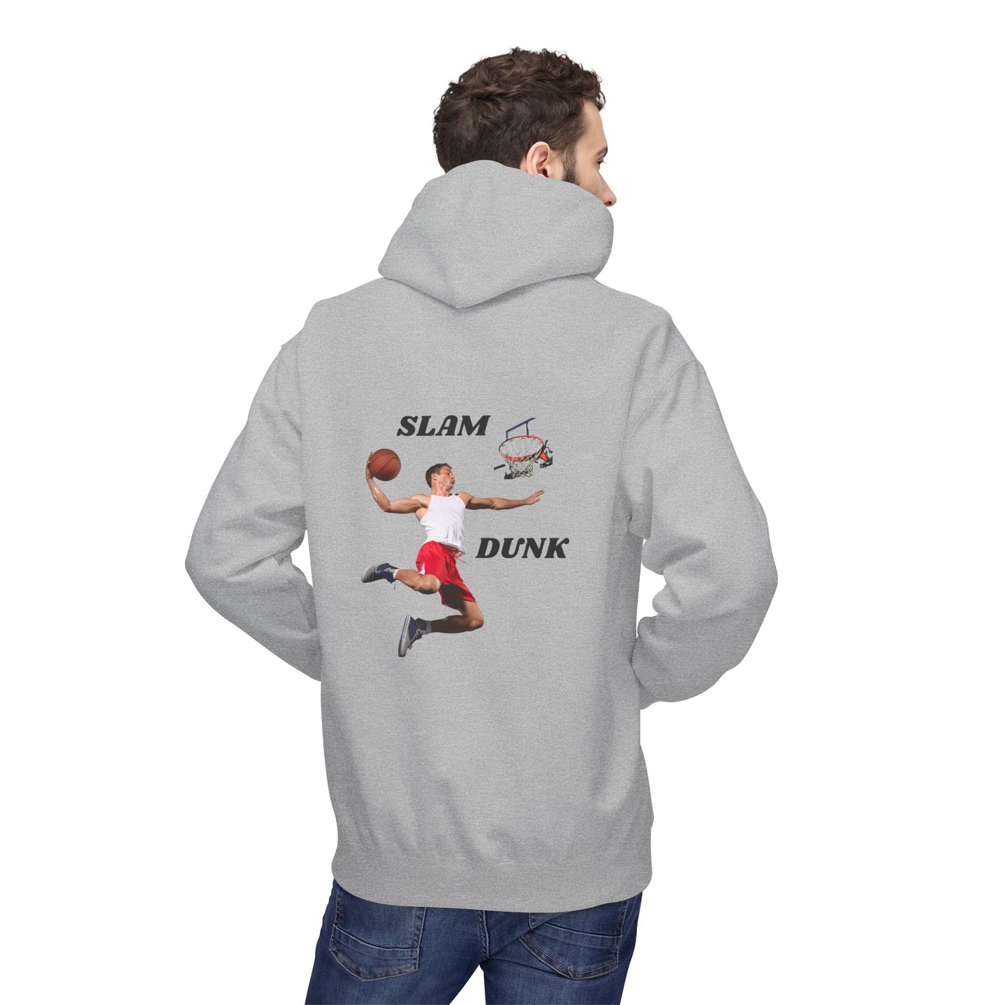 "Slam Dunk" Hoodie for Basketball Lovers, Unisex Athletic Wear, Casual Gift for Sports Fans, Cozy Fleece Pullover, Perfect for Game Days