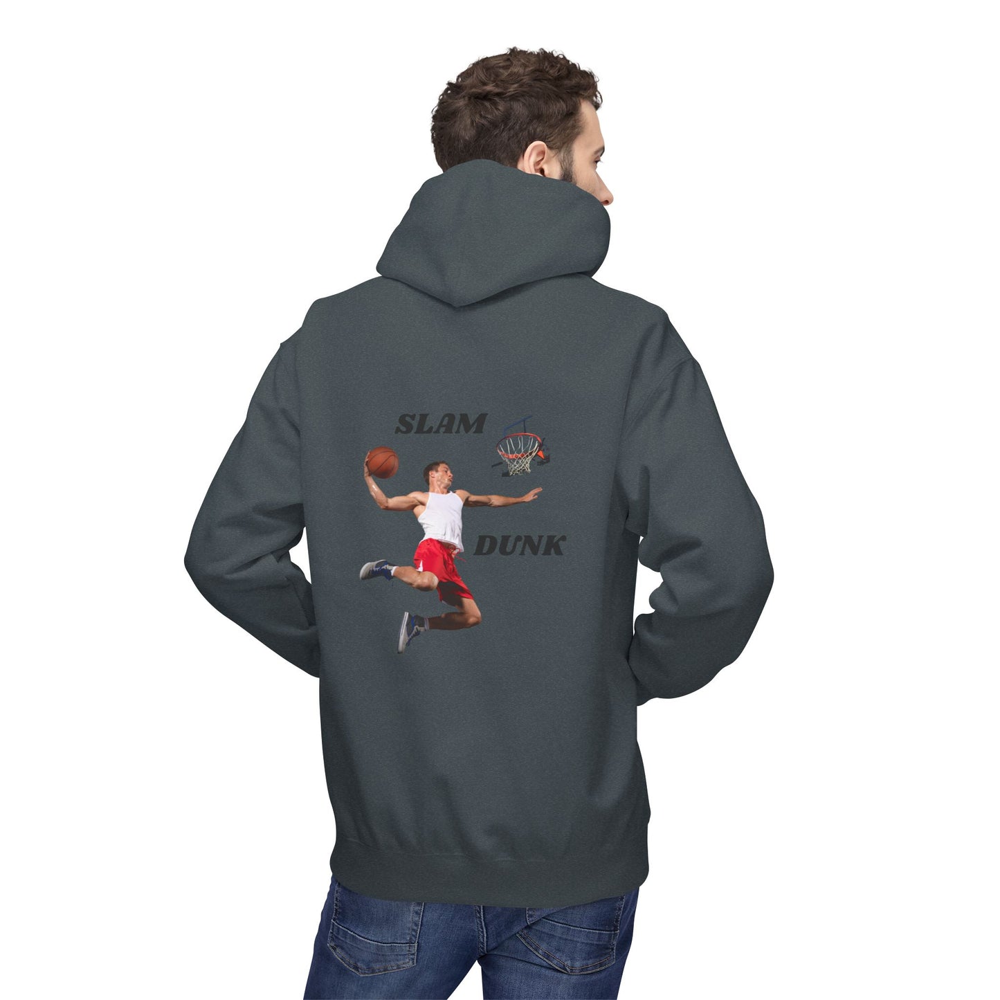 "Slam Dunk" Hoodie for Basketball Lovers, Unisex Athletic Wear, Casual Gift for Sports Fans, Cozy Fleece Pullover, Perfect for Game Days