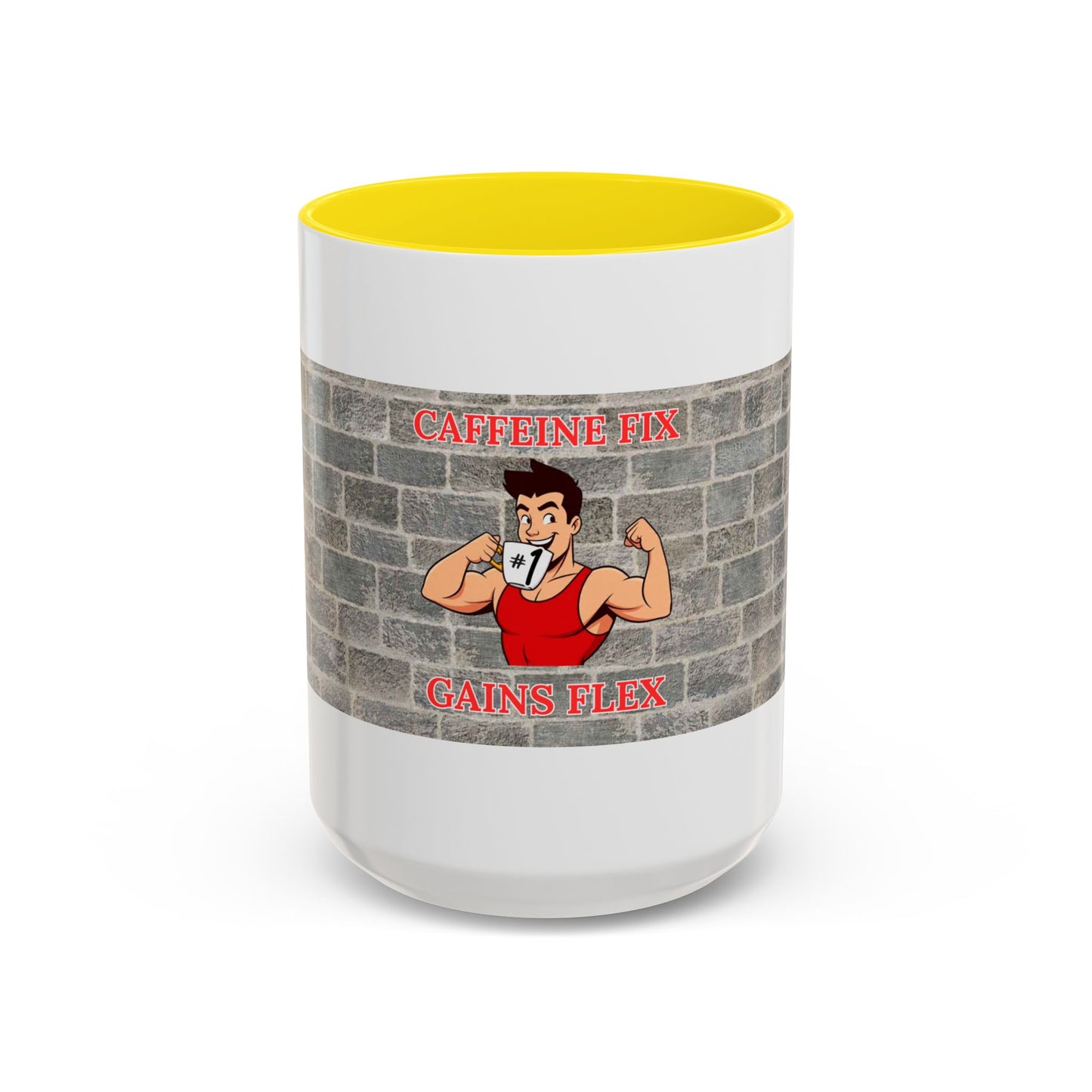 Caffeine Fix Gains Flex Coffee Mug - Fitness Mug, Gym Gift, Motivational Drinkware, Bodybuilding Accessory, Workout Coffee Cup