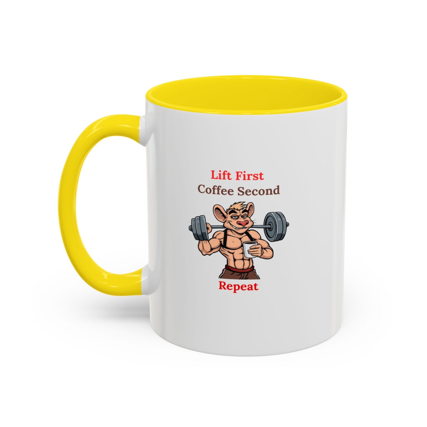 Lift First Coffee Second Mug - Fun Gym Motivational Coffee Cup for Fitness Lovers, Workout Gifts, Home Office Drinkware, Weightlifting Humor
