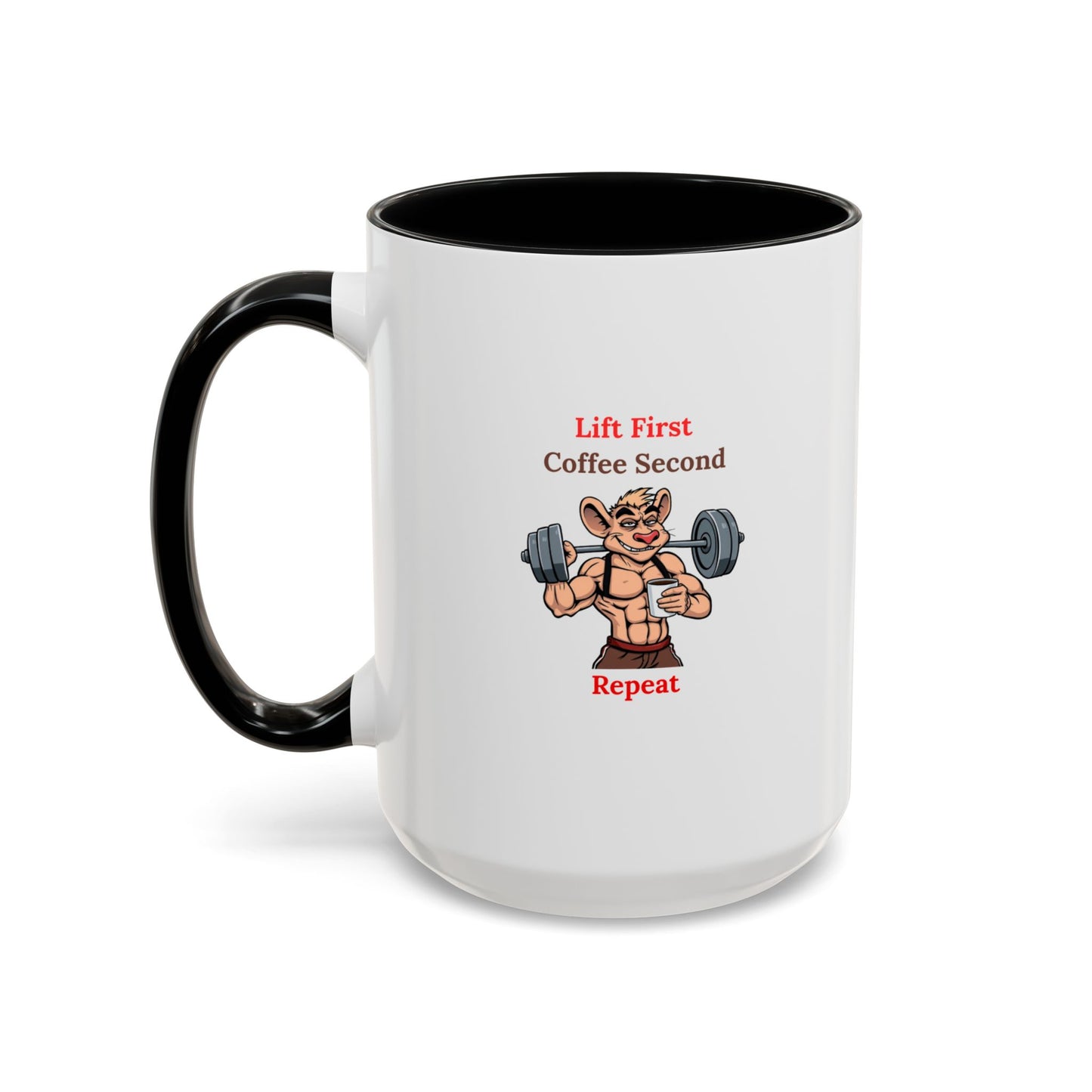 Lift First Coffee Second Mug - Fun Gym Motivational Coffee Cup for Fitness Lovers, Workout Gifts, Home Office Drinkware, Weightlifting Humor