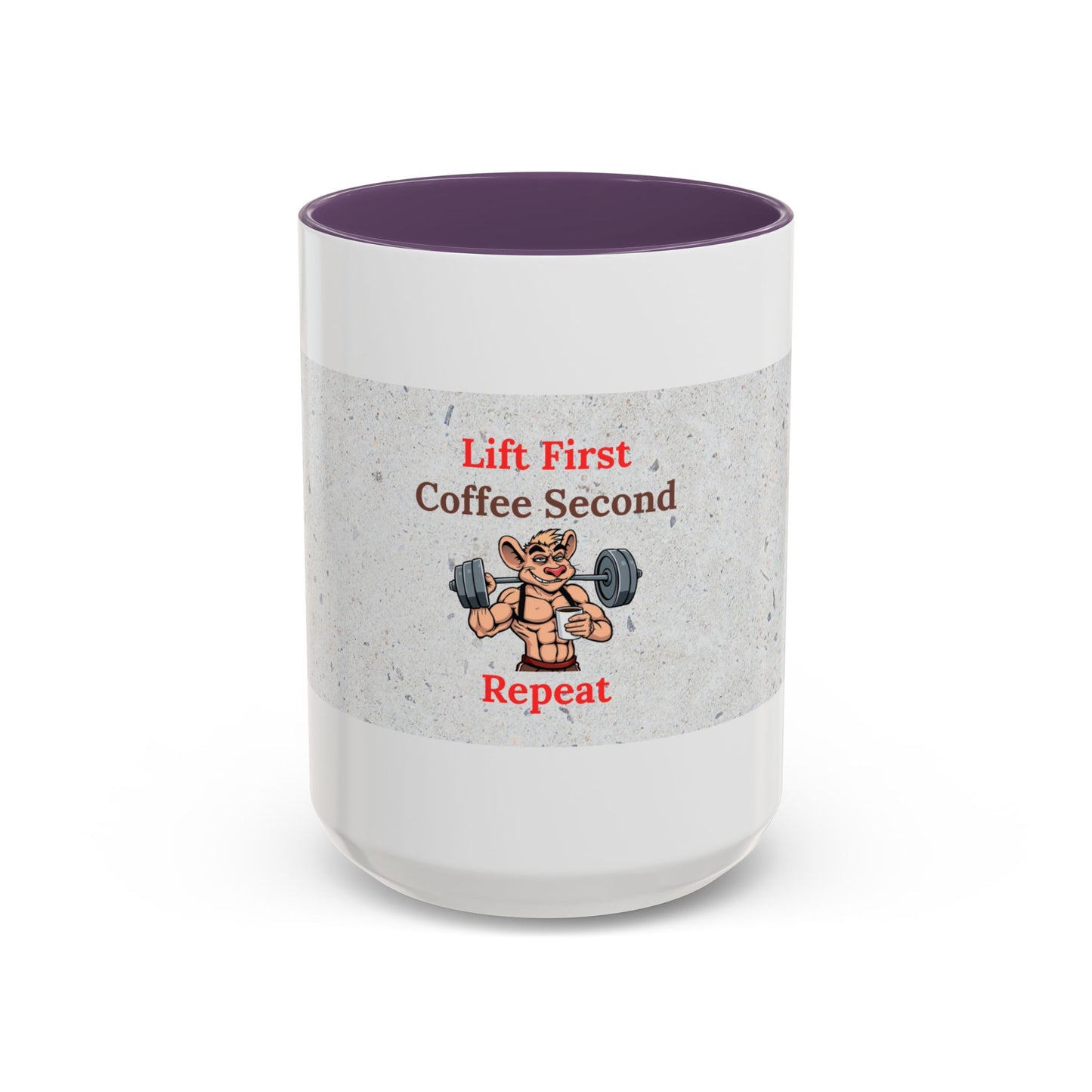 Fitness Motivation Coffee Mug, Gym Lover Gift, Lift First Repeat, Workout Humor Mug, Weightlifting Coffee Cup