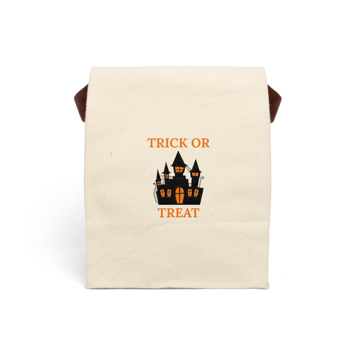 Canvas Lunch Bag, Halloween Haunted House Design, Trick or Treat Tote, Spooky Lunch Sack, Insulated Cooler, Lunch Tote for Work