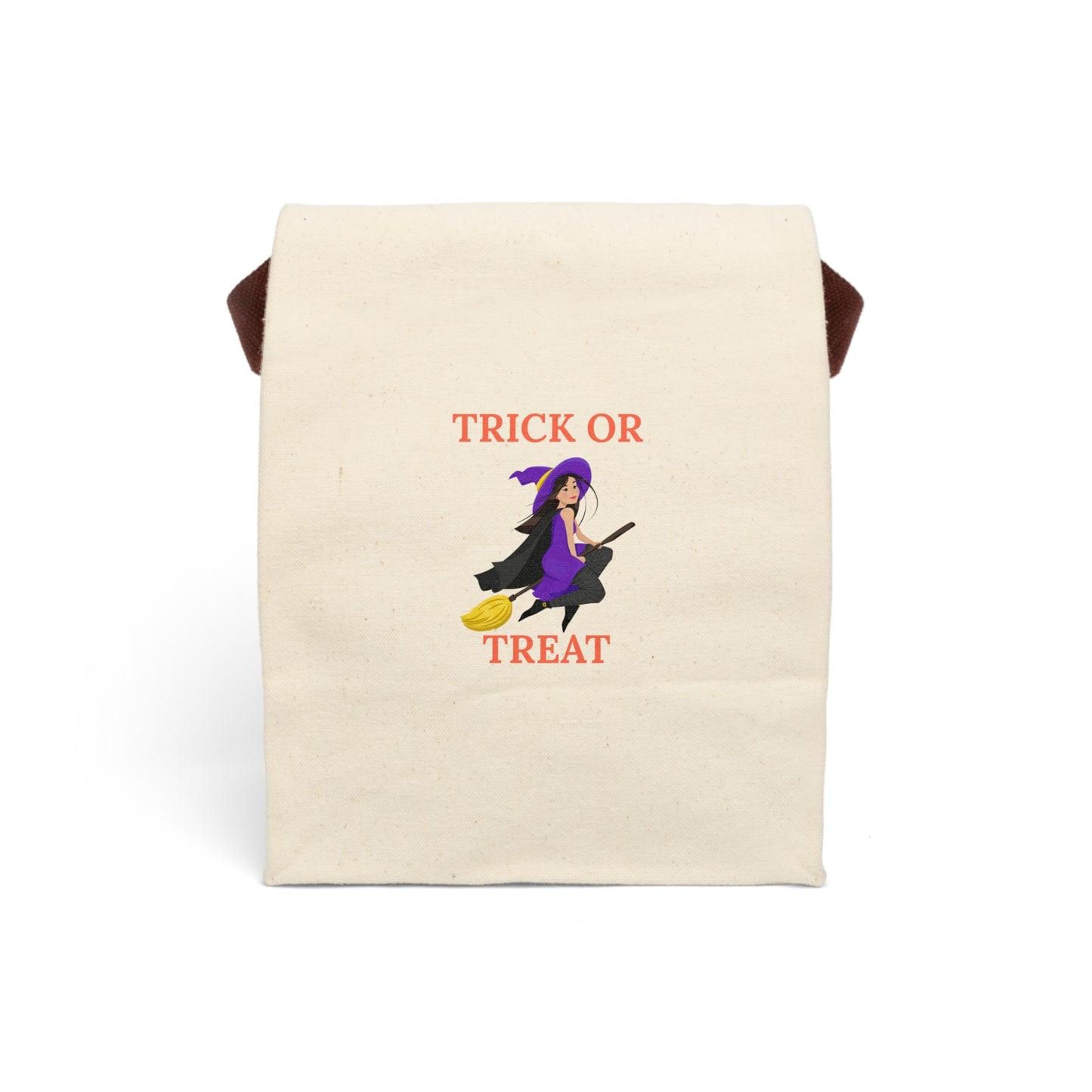 Halloween Tote Bag, Trick or Treat Canvas Lunch Bag - Spooky Candy Carry Bag, Flying Witch Theme - Gift for Kids and Adults