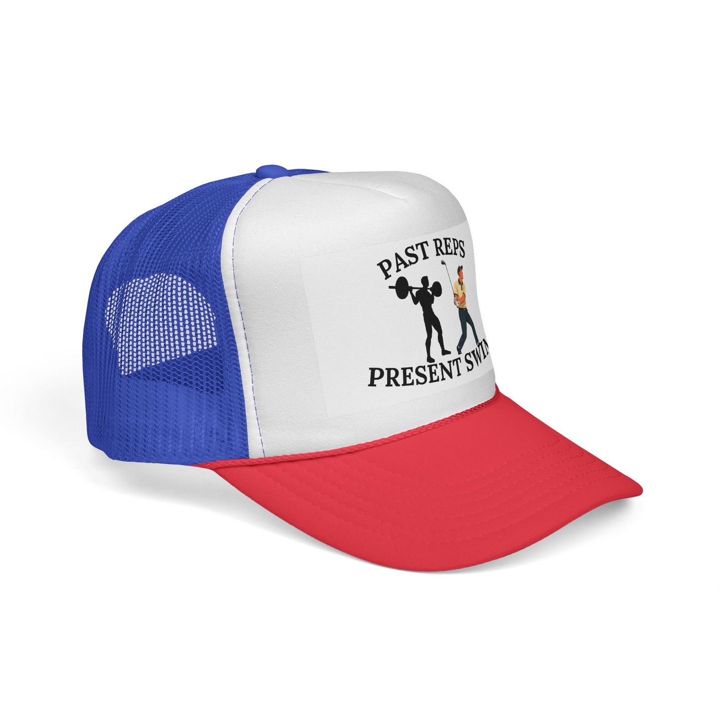 Fitness Trucker Cap - "Past Reps Present Swing" - Gym Hat, Workout Cap, Gift for Fitness Lovers, Outdoor Events, Casual Style