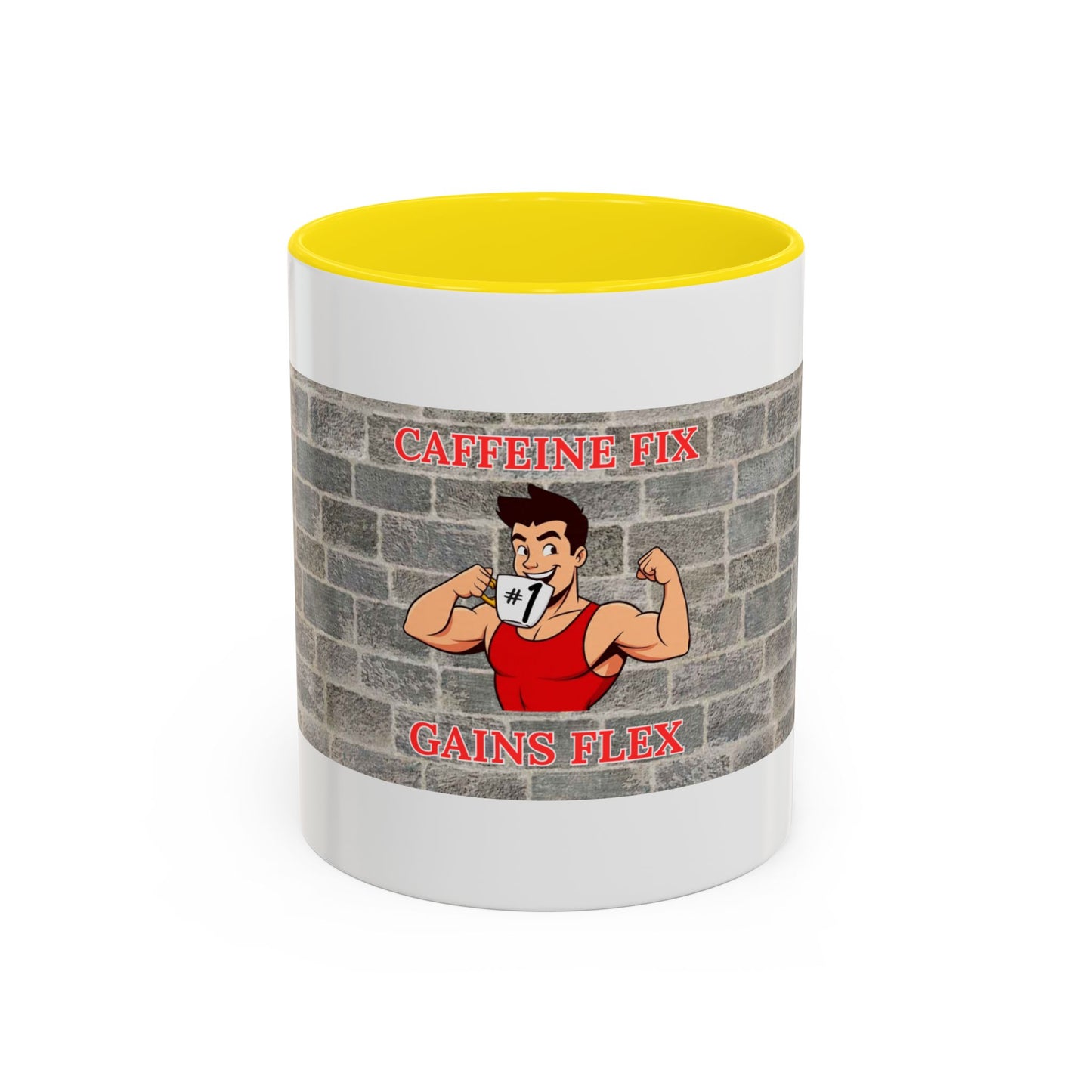 Caffeine Fix Gains Flex Coffee Mug - Fitness Mug, Gym Gift, Motivational Drinkware, Bodybuilding Accessory, Workout Coffee Cup