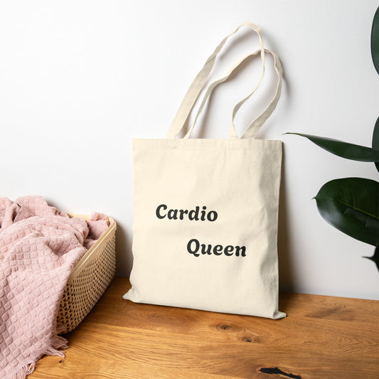 Cardio Queen Cotton Canvas Tote Bag | Eco-friendly Shopping Bag, Workout Bag, Gym Tote, Gift for Fitness Lovers, Trendy Reusable Bag