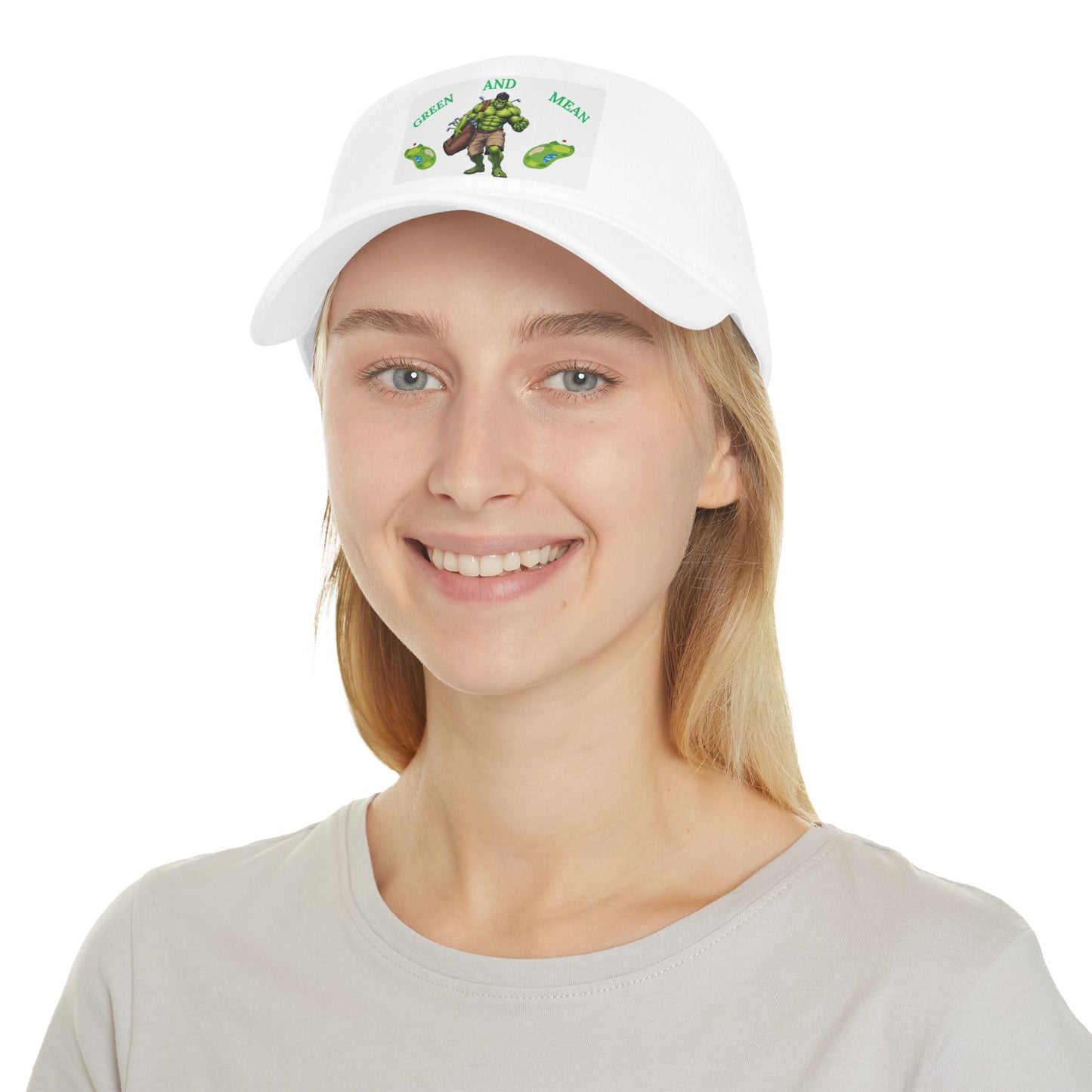 Green and Mean Low Profile Baseball Cap, Cool Hat for Sport Fans, Casual Wear, Gift for Dad, Outdoor Accessories
