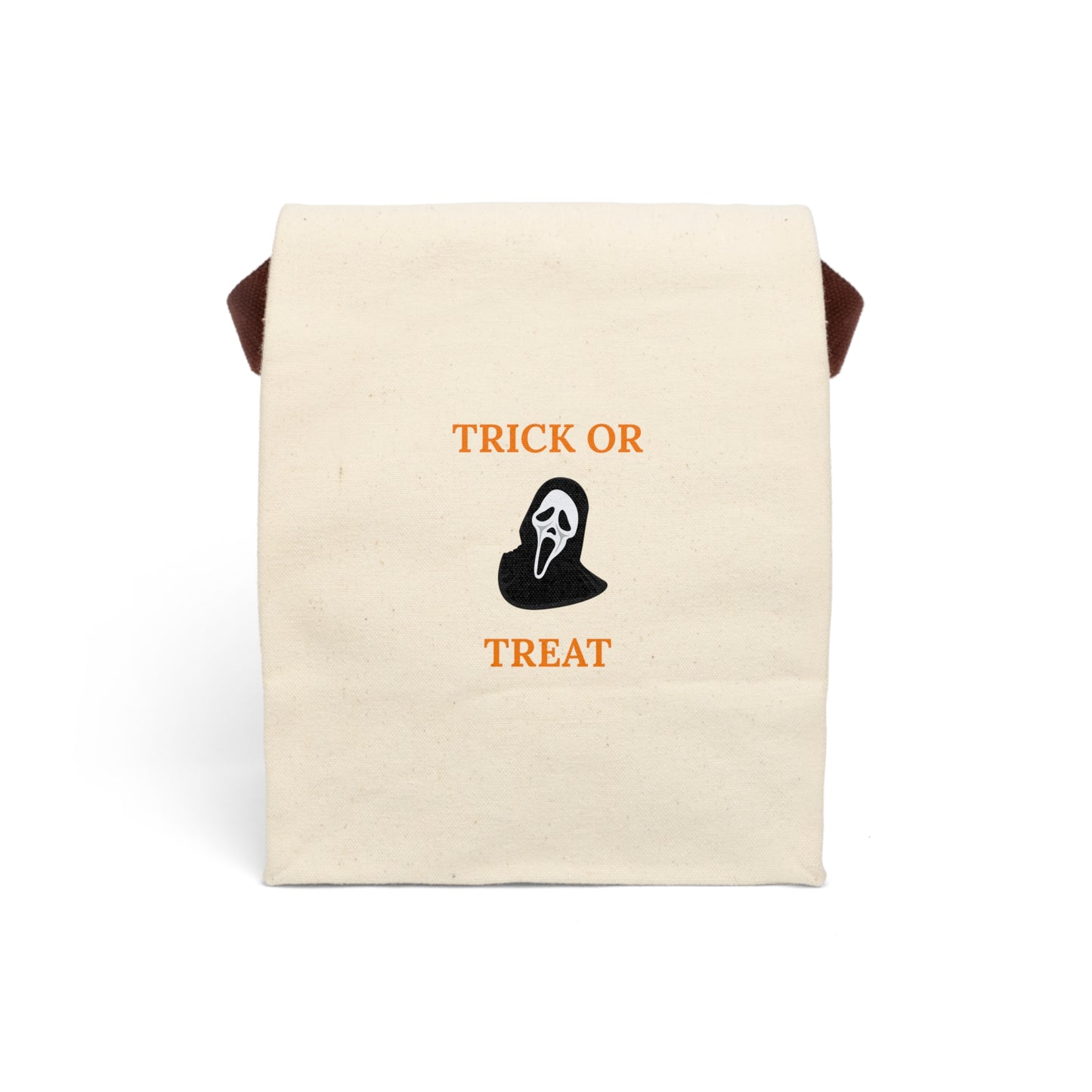 Canvas Lunch Bag, Trick or Treat Ghost Face Halloween Tote Bag - Candy Tote, Halloween Bag with Hooded Figure, Halloween Lunch Bag,