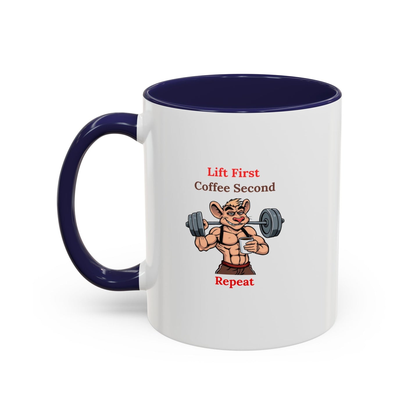 Lift First Coffee Second Mug - Fun Gym Motivational Coffee Cup for Fitness Lovers, Workout Gifts, Home Office Drinkware, Weightlifting Humor