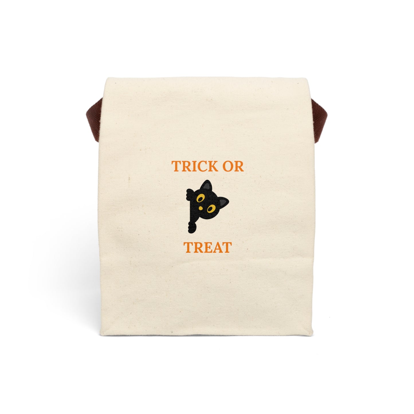 Canvas Lunch Bag, Trick or Treat Black Cat Tote Bag - Halloween Candy Tote, Spooky Cat Lunch Bag, Halloween Decor, Trick or Treat Bag,