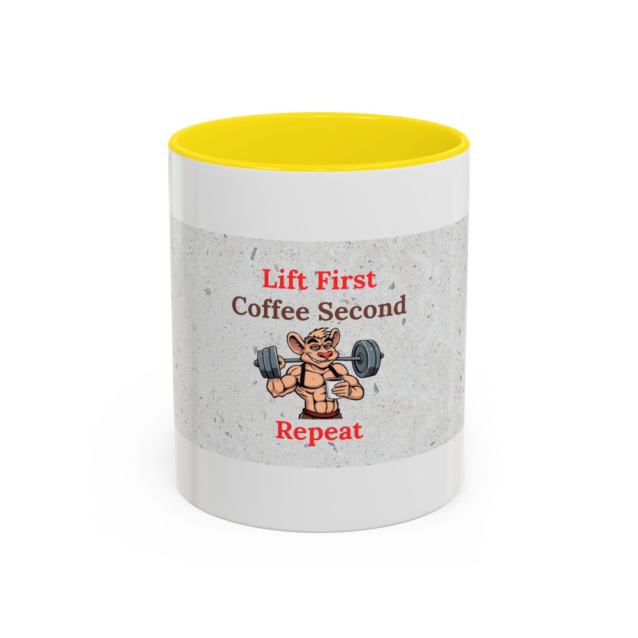 Fitness Motivation Coffee Mug, Gym Lover Gift, Lift First Repeat, Workout Humor Mug, Weightlifting Coffee Cup