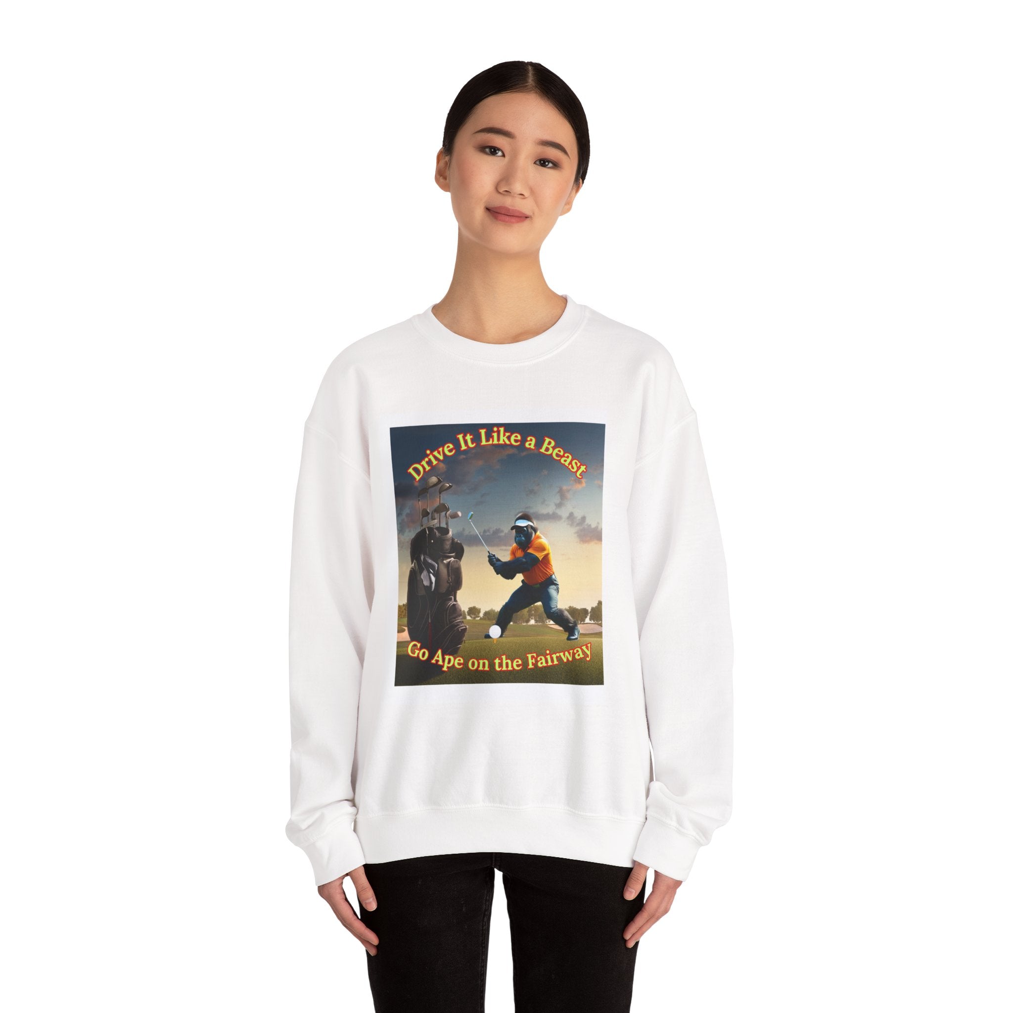 Golf-Themed Heavy Blend Crewneck Sweatshirt - Drive It Like a Beast, Go Ape on the Fairways, Unisex Sweatshirt, Gift for Golf Lovers, [...]