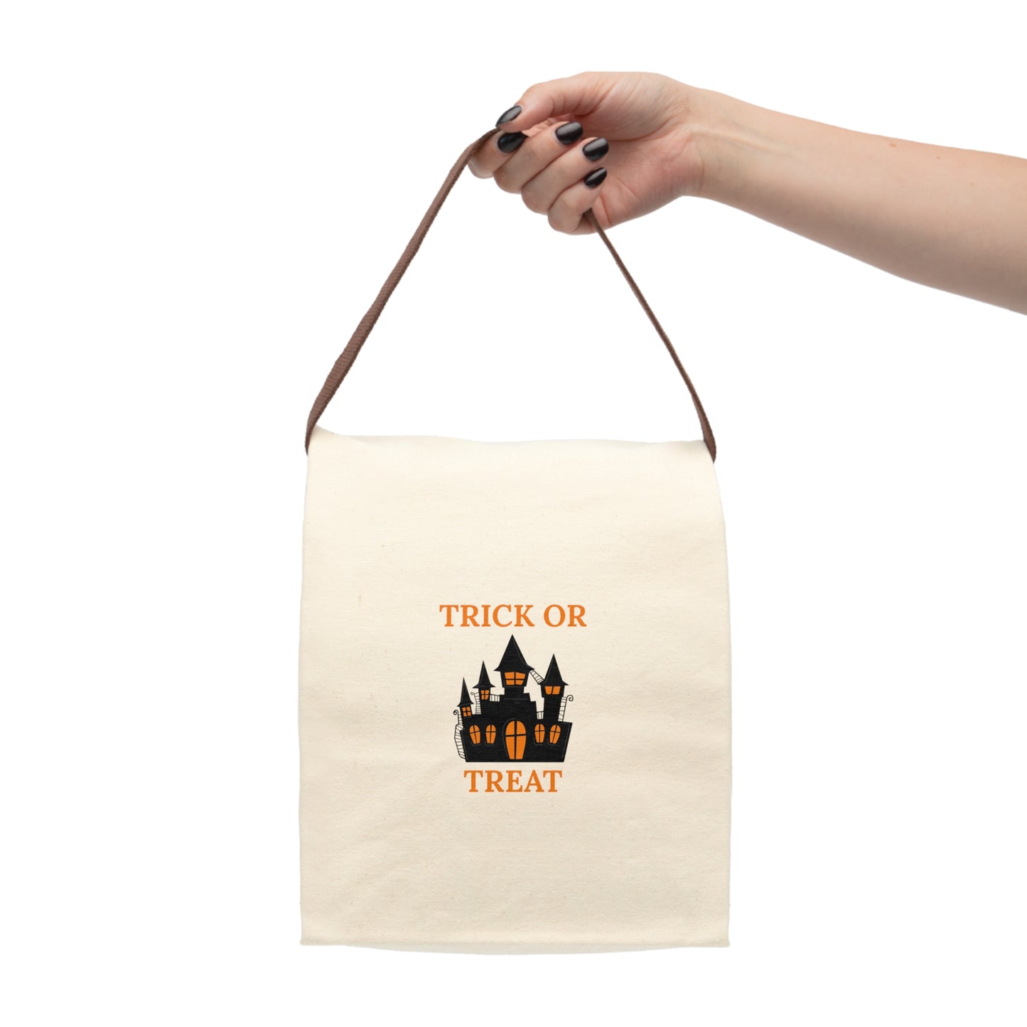 Canvas Lunch Bag, Halloween Haunted House Design, Trick or Treat Tote, Spooky Lunch Sack, Insulated Cooler, Lunch Tote for Work