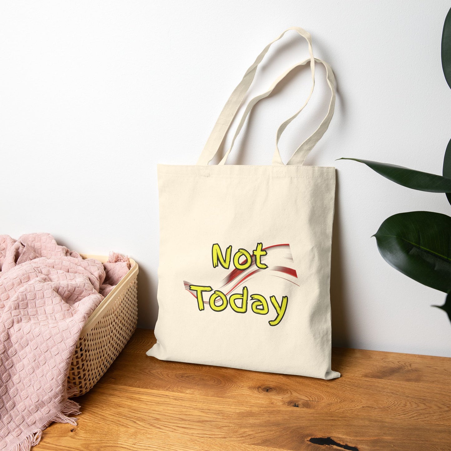 Not Today Cotton Canvas Tote Bag | Funny Grocery Bag, Eco-Friendly Shopper, Gift for Her, Casual Everyday Use, Reusable Tote