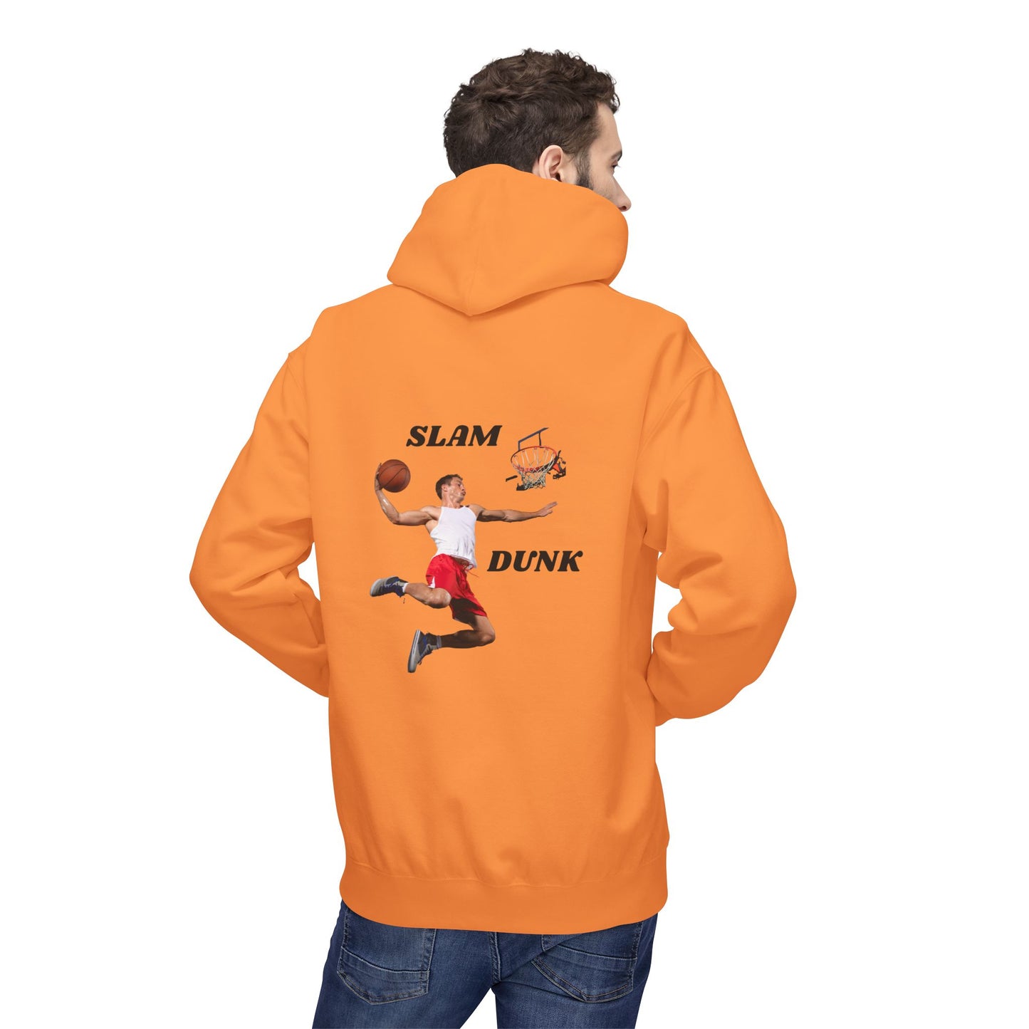 "Slam Dunk" Hoodie for Basketball Lovers, Unisex Athletic Wear, Casual Gift for Sports Fans, Cozy Fleece Pullover, Perfect for Game Days
