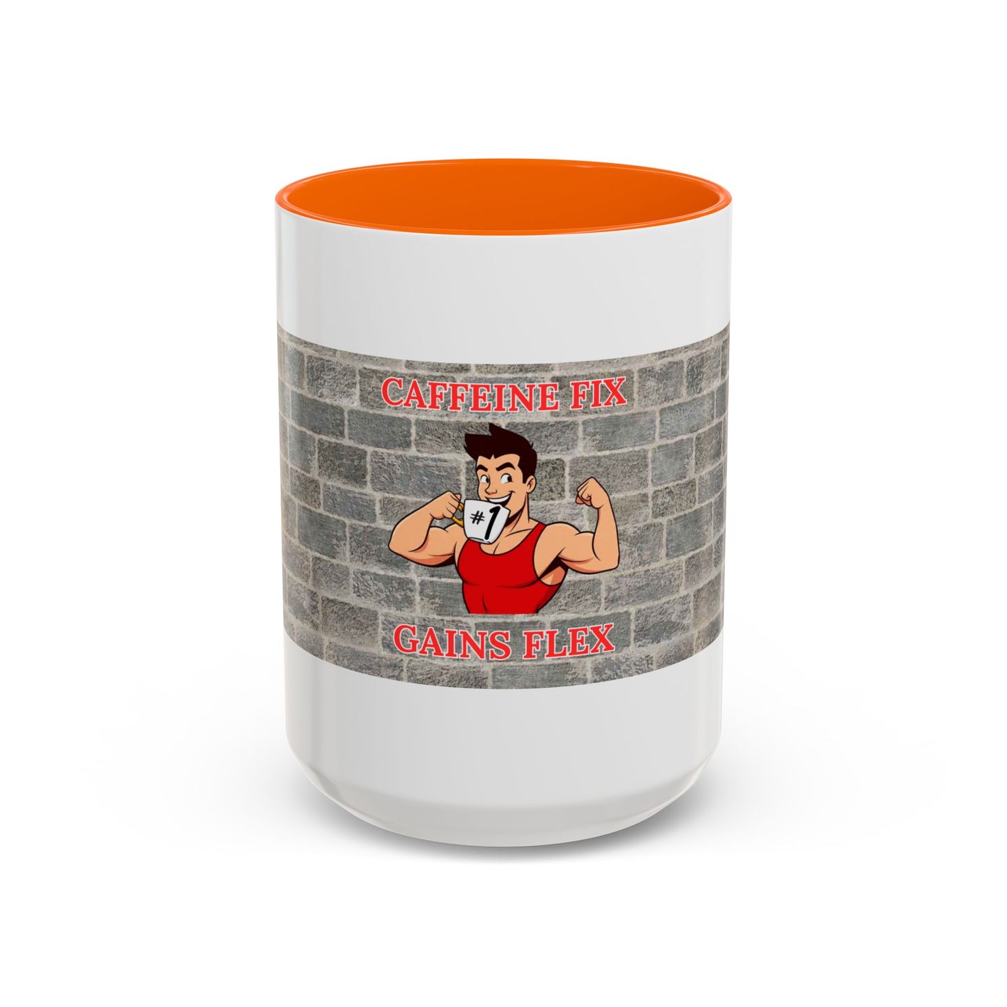 Caffeine Fix Gains Flex Coffee Mug - Fitness Mug, Gym Gift, Motivational Drinkware, Bodybuilding Accessory, Workout Coffee Cup