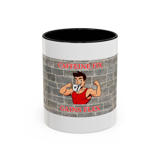 Caffeine Fix Gains Flex Coffee Mug - Fitness Mug, Gym Gift, Motivational Drinkware, Bodybuilding Accessory, Workout Coffee Cup