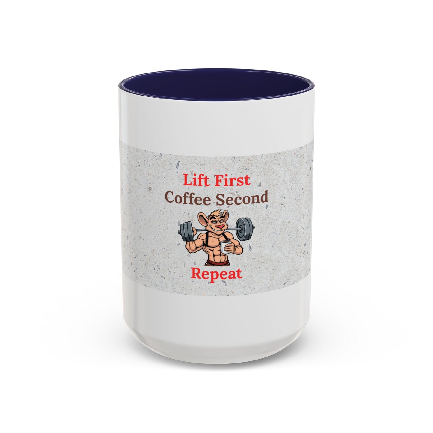 Fitness Motivation Coffee Mug, Gym Lover Gift, Lift First Repeat, Workout Humor Mug, Weightlifting Coffee Cup