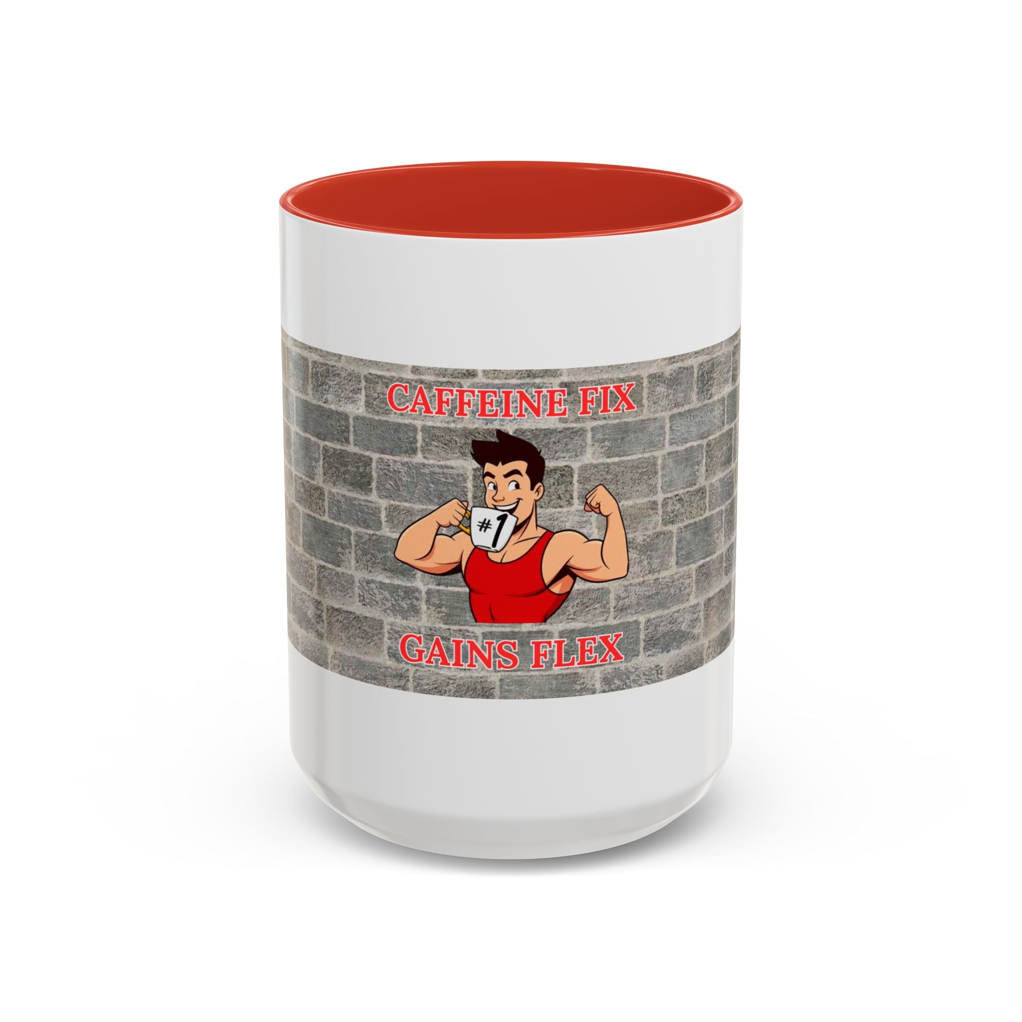 Caffeine Fix Gains Flex Coffee Mug - Fitness Mug, Gym Gift, Motivational Drinkware, Bodybuilding Accessory, Workout Coffee Cup