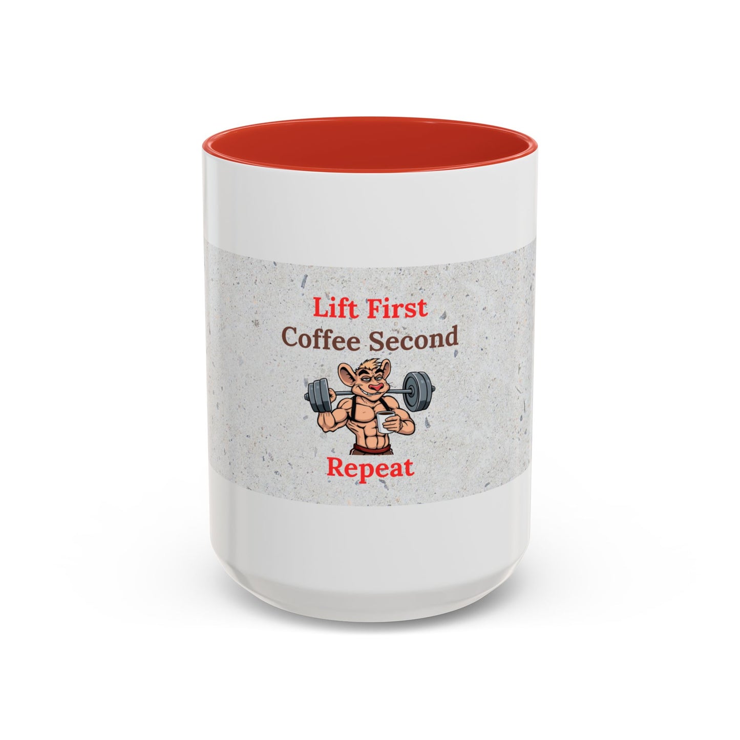 Fitness Motivation Coffee Mug, Gym Lover Gift, Lift First Repeat, Workout Humor Mug, Weightlifting Coffee Cup