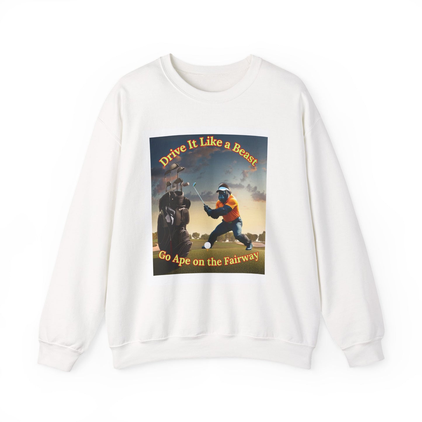 Golf-Themed Heavy Blend Crewneck Sweatshirt - Drive It Like a Beast, Go Ape on the Fairways, Unisex Sweatshirt, Gift for Golf Lovers, [...]