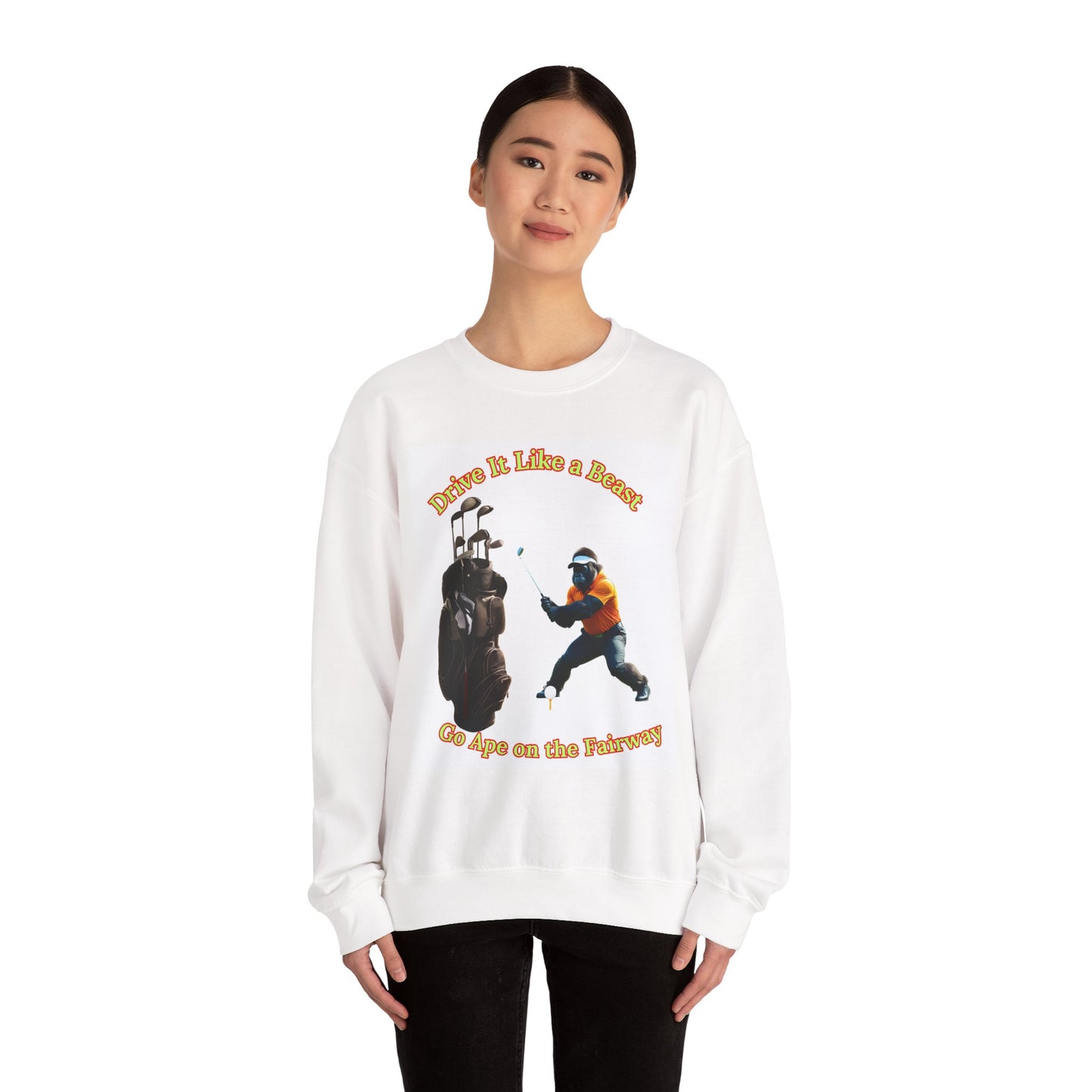 Golf Lover's Crewneck Sweatshirt - "Drive It Like a Beast" - Perfect for Golfers, Gifts, Sportswear, Vintage Style, Active Lifestyle