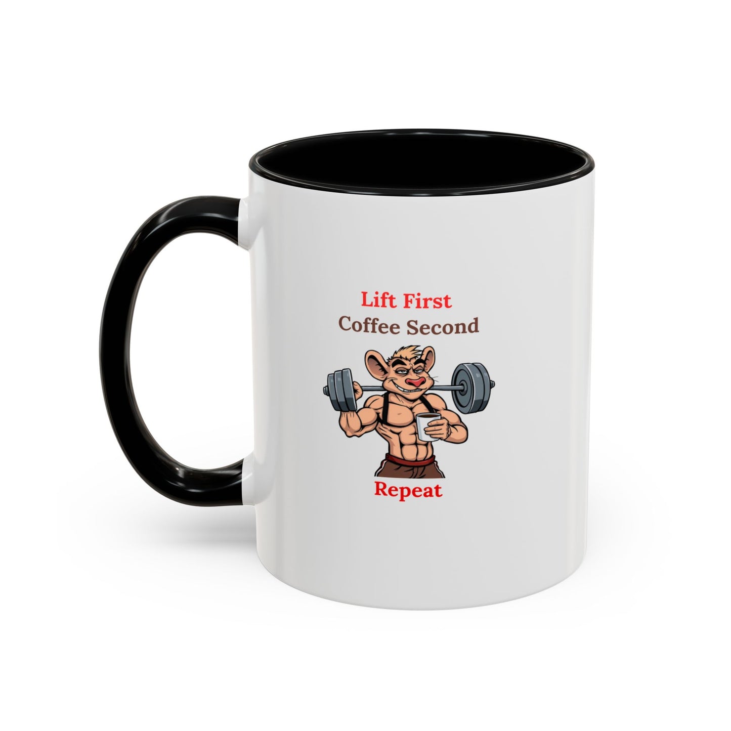 Lift First Coffee Second Mug - Fun Gym Motivational Coffee Cup for Fitness Lovers, Workout Gifts, Home Office Drinkware, Weightlifting Humor