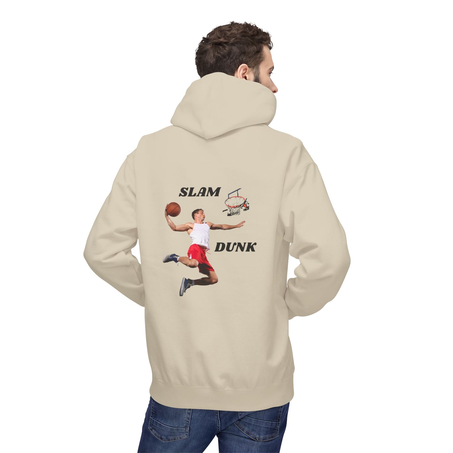 "Slam Dunk" Hoodie for Basketball Lovers, Unisex Athletic Wear, Casual Gift for Sports Fans, Cozy Fleece Pullover, Perfect for Game Days