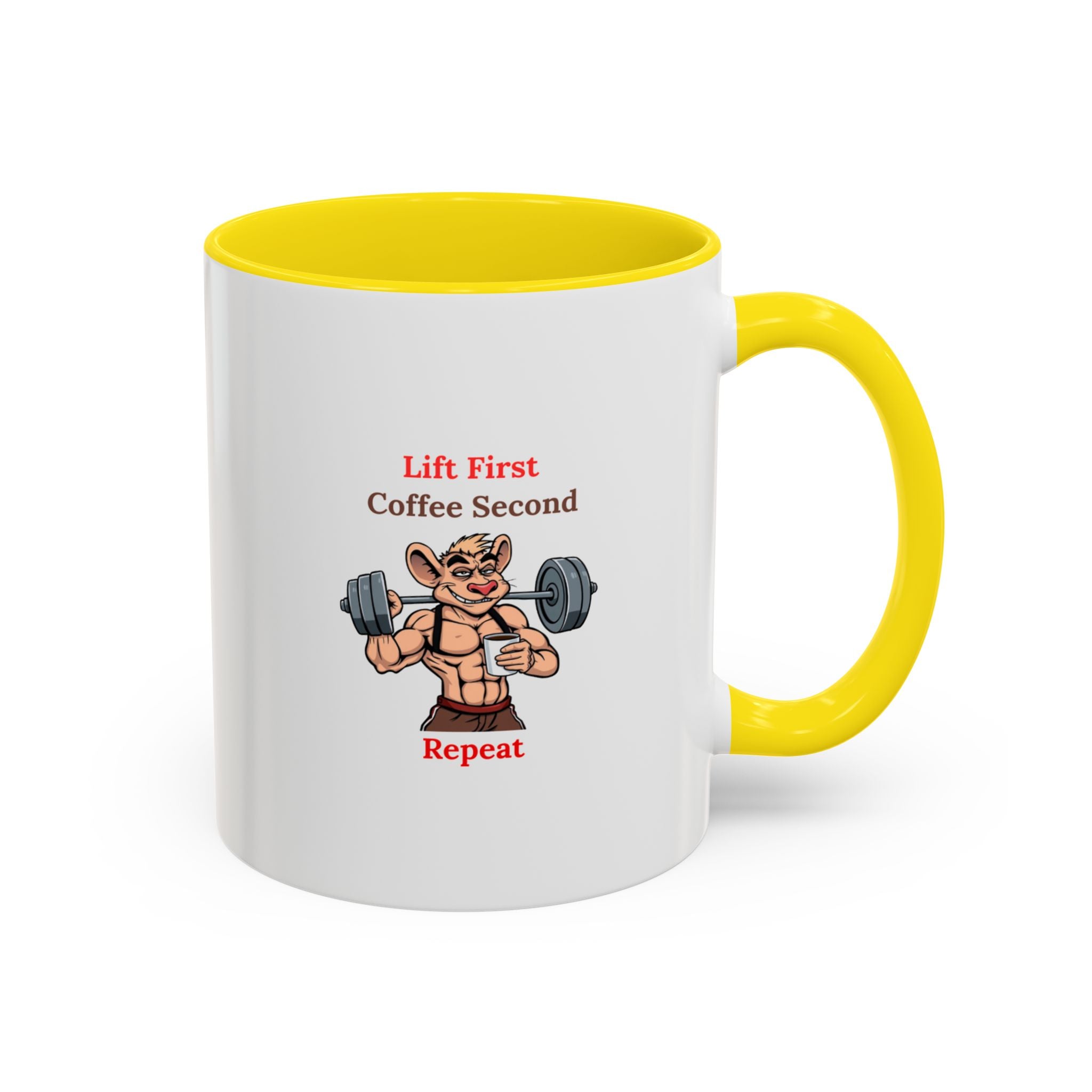 Lift First Coffee Second Mug - Fun Gym Motivational Coffee Cup for Fitness Lovers, Workout Gifts, Home Office Drinkware, Weightlifting Humor