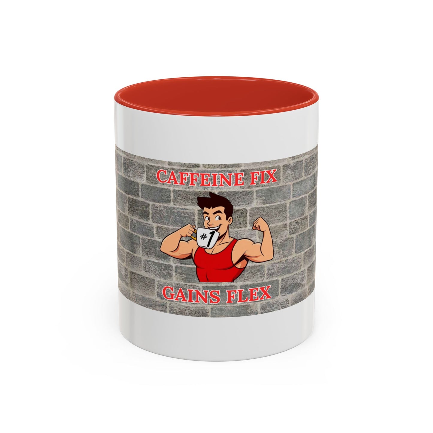 Caffeine Fix Gains Flex Coffee Mug - Fitness Mug, Gym Gift, Motivational Drinkware, Bodybuilding Accessory, Workout Coffee Cup