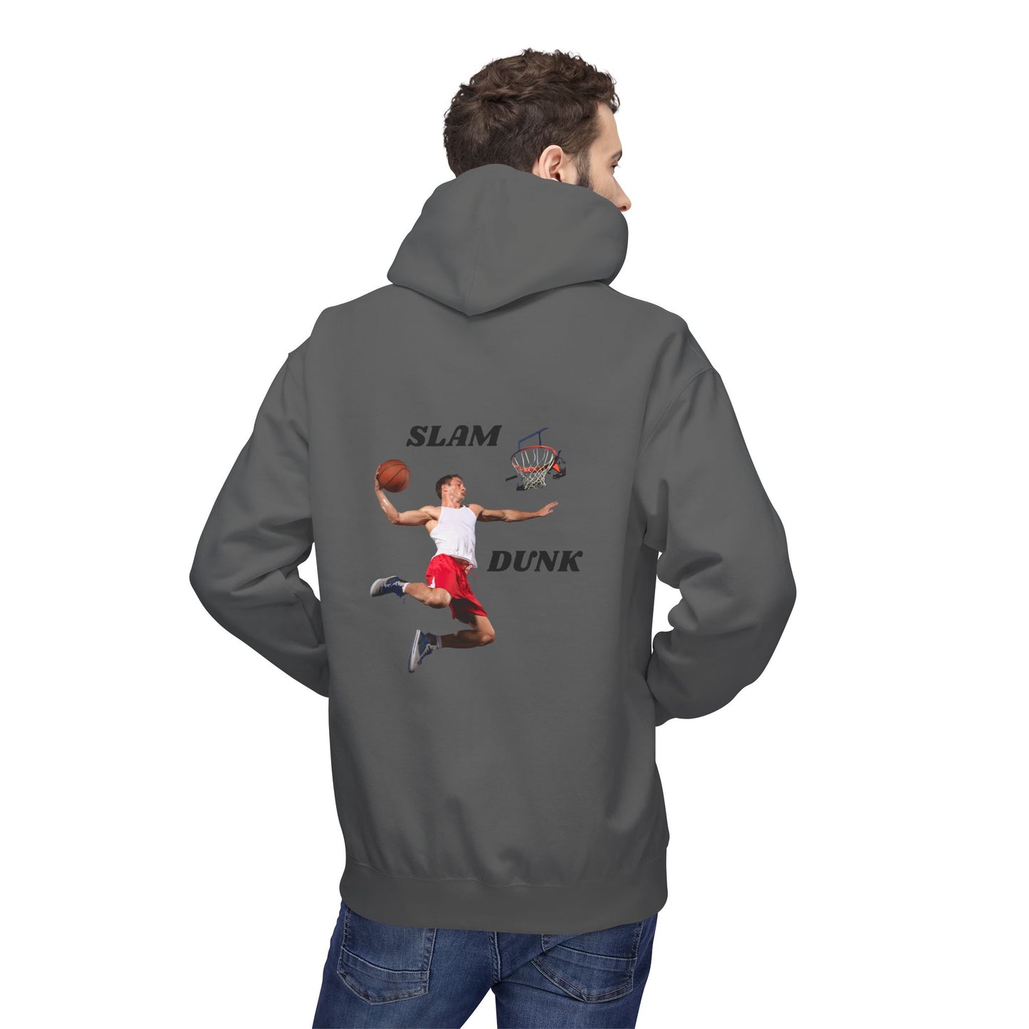 "Slam Dunk" Hoodie for Basketball Lovers, Unisex Athletic Wear, Casual Gift for Sports Fans, Cozy Fleece Pullover, Perfect for Game Days