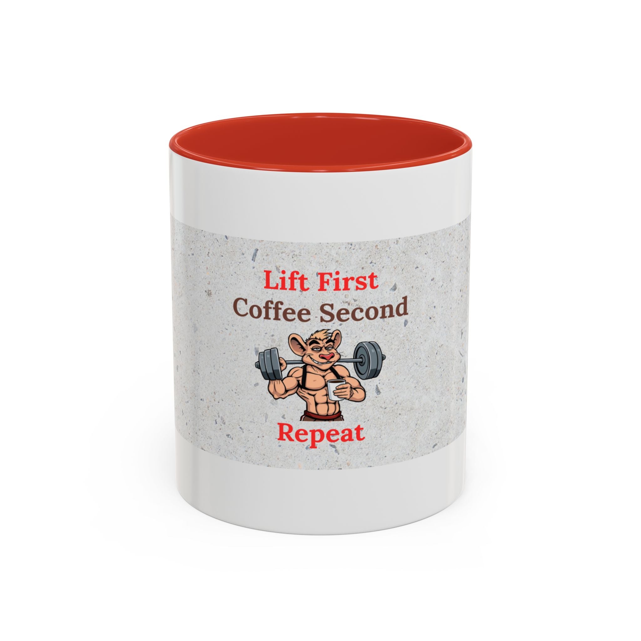 Fitness Motivation Coffee Mug, Gym Lover Gift, Lift First Repeat, Workout Humor Mug, Weightlifting Coffee Cup