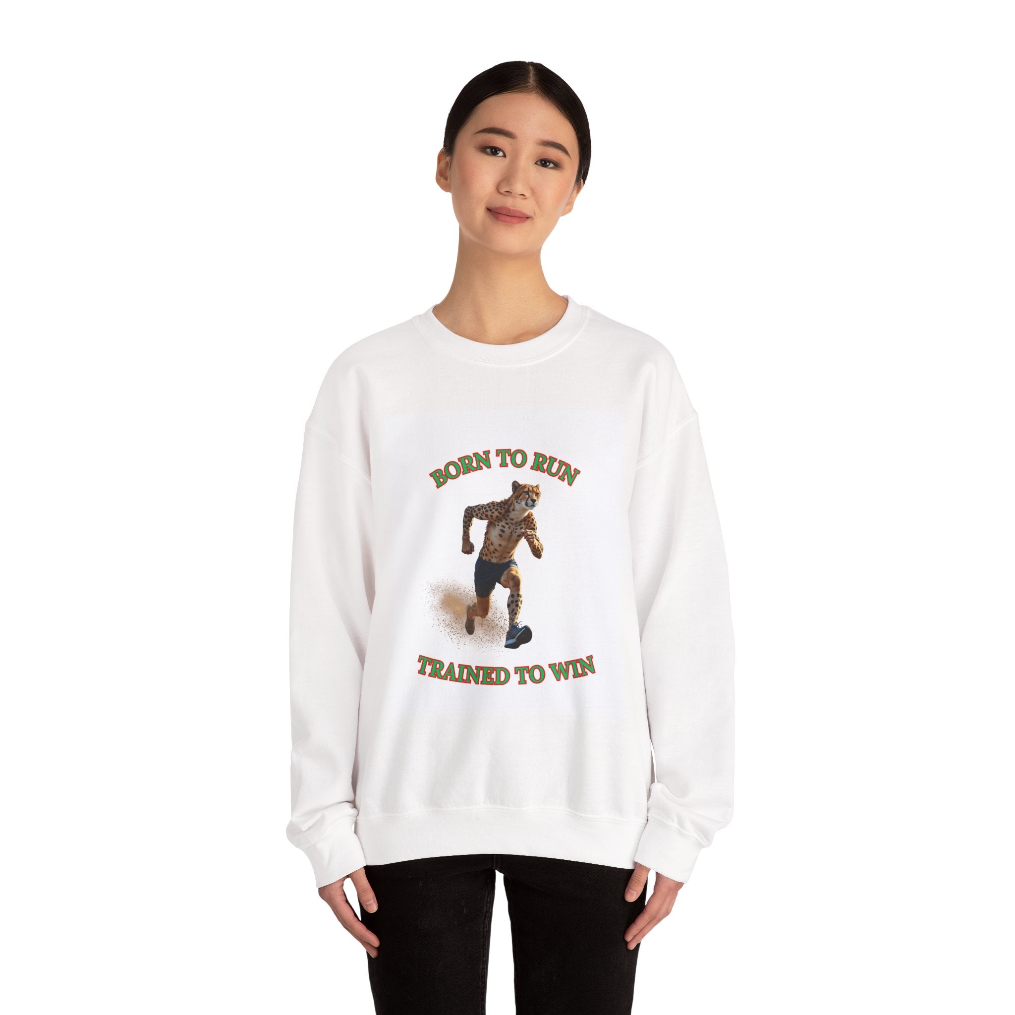 Born to Run Crewneck Sweatshirt, Unisex Animal Sweatshirt, Gift for Athletes, Fitness Apparel, Motivational Clothing