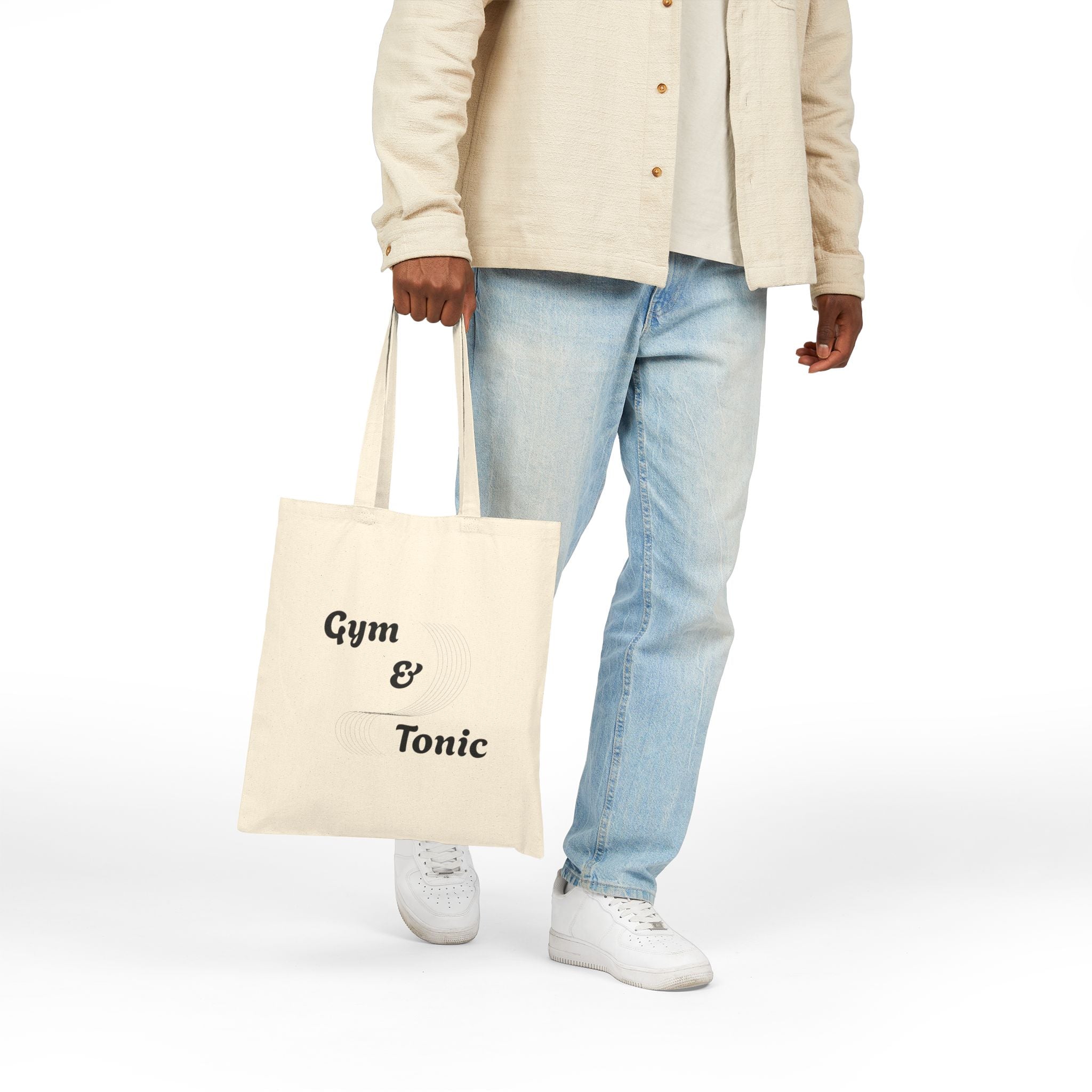Gym & Tonic Cotton Canvas Tote Bag | Eco-Friendly Shopping Bag, Workout Tote, Gift for Fitness Lovers, Gym Bag, Reusable Market Bag