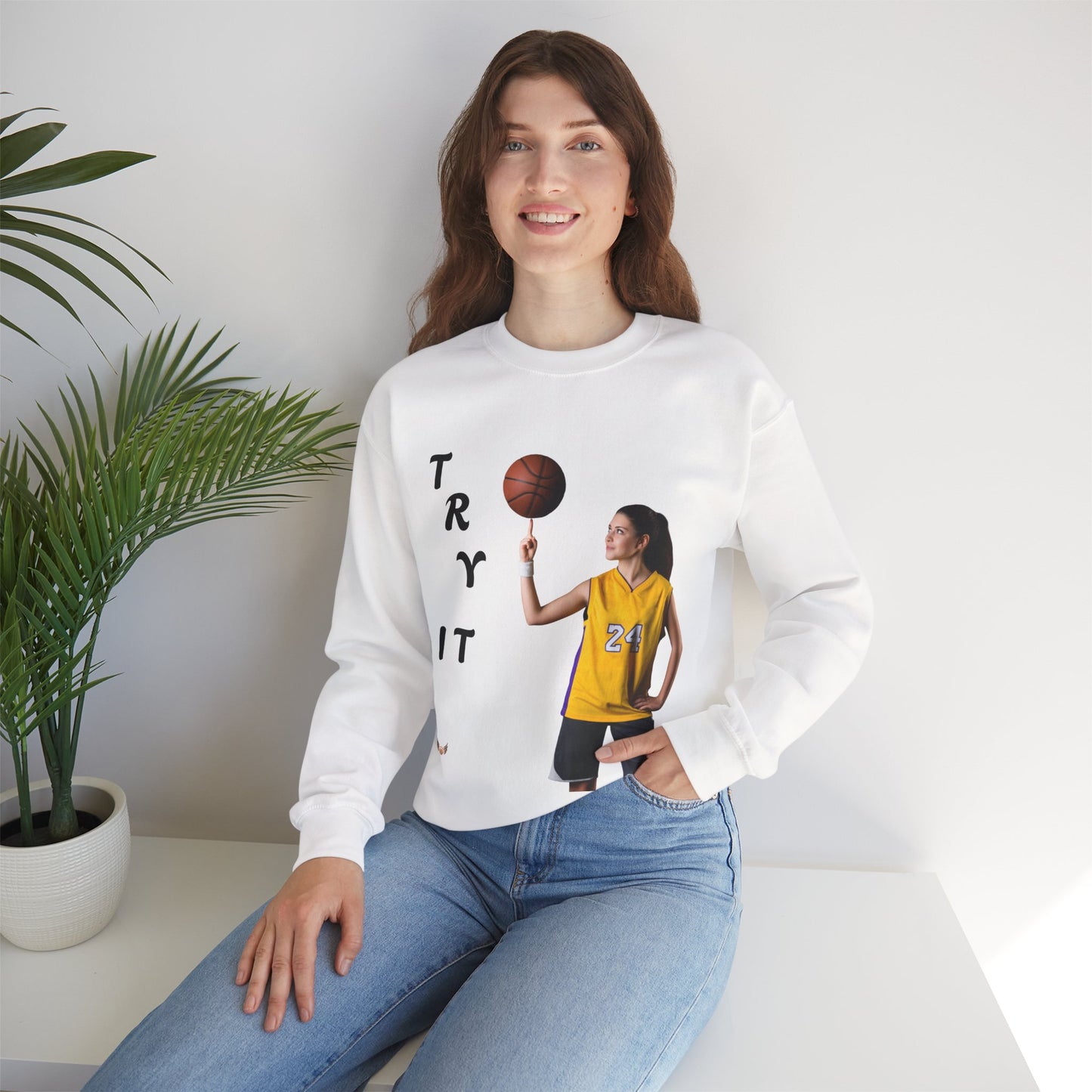 Unisex Basketball Crewneck Sweatshirt - Try It, Sports Apparel, Workout Gear, Athleisure, Gift for Athletes