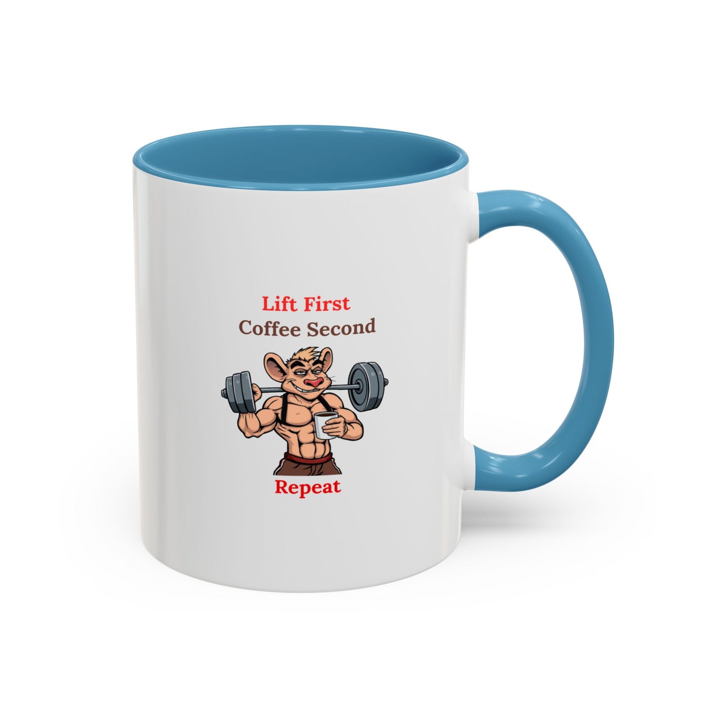 Lift First Coffee Second Mug - Fun Gym Motivational Coffee Cup for Fitness Lovers, Workout Gifts, Home Office Drinkware, Weightlifting Humor